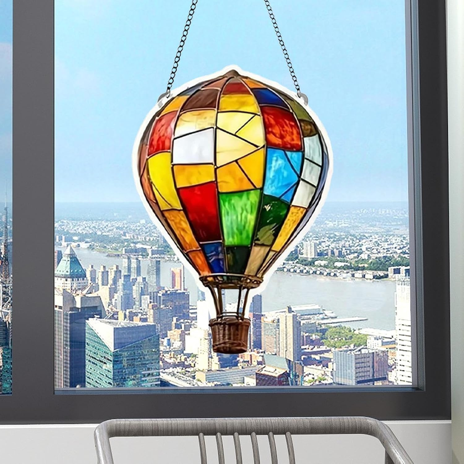 Solar Hot Air Balloon Lantern,Outdoor Flickering Flame Lamp | Decorative Weather-Resistant Hangable Lantern for Yard Porch Patio Wedding Birthday Halloween Christmas image number 5