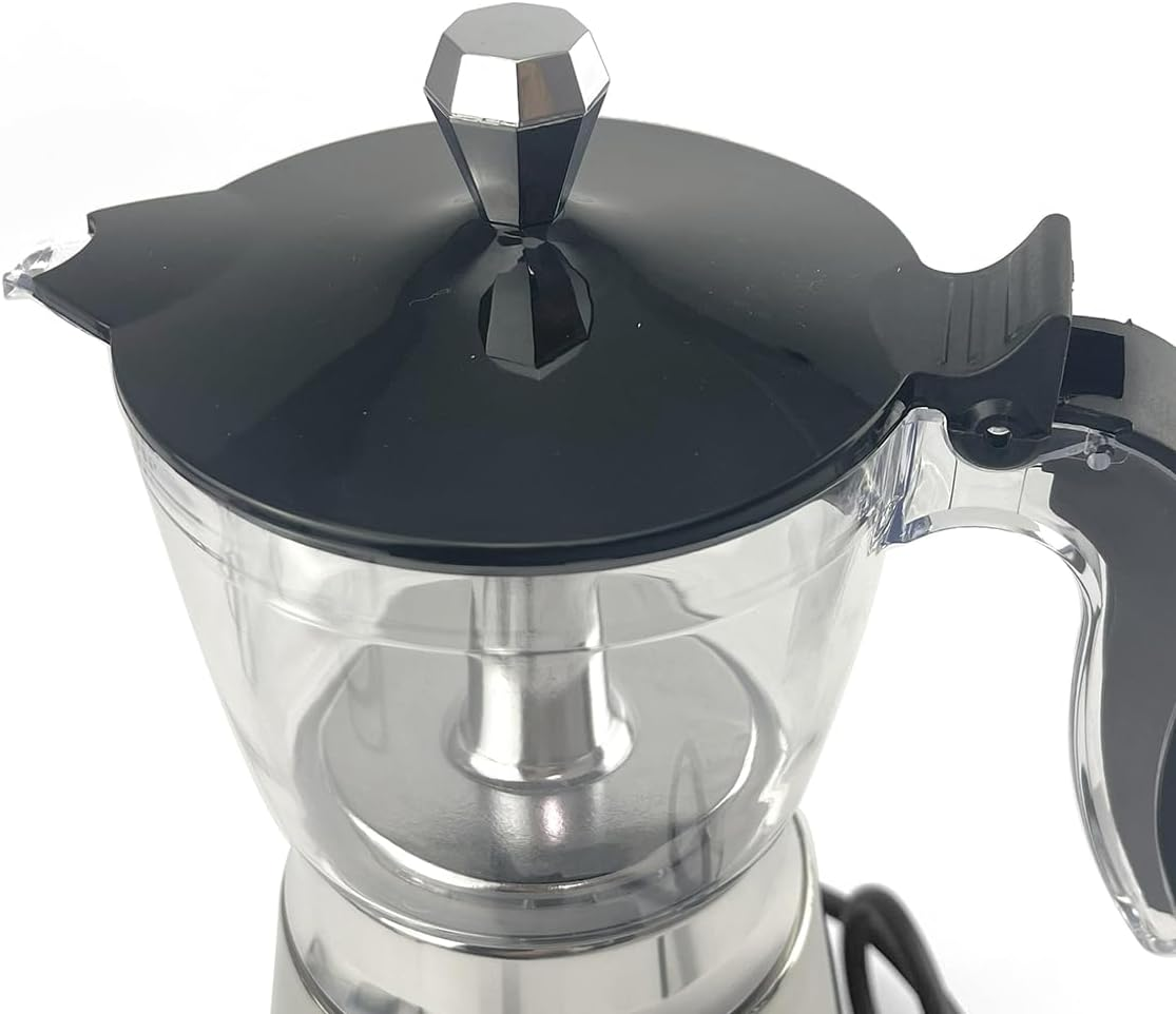 Mornest Electric Moka Pot Coffee Maker | Electric Espresso Maker with Auto Shutoff | Italian Classic | 360 Degree Rotating Base | 6 Cups (300Ml) | Stainless Steel/Black image number 3