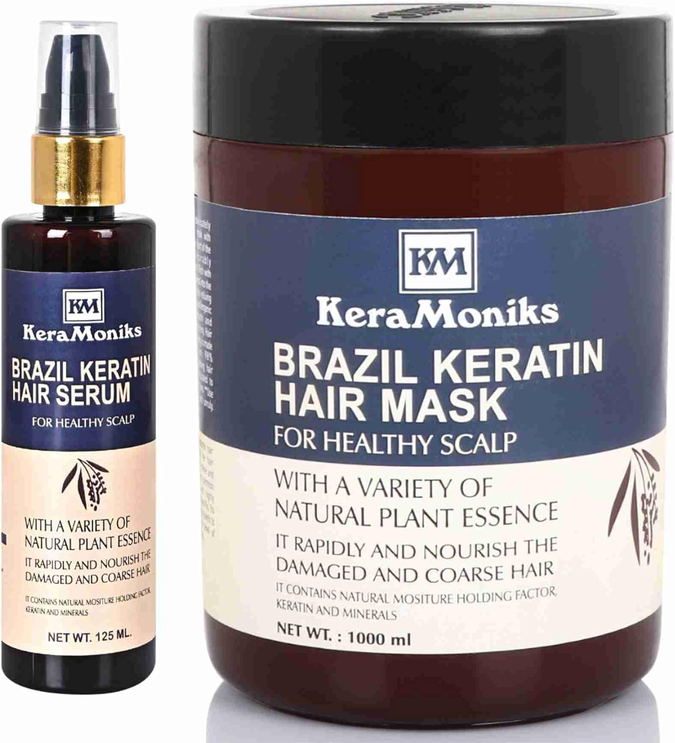 Keramoniks Brazil Keratin Hair Combo - Mask + Hair Serum - Pack of 2-Smoother & Shiner Hair with Keratin Protein,Free from Paraben and Sulphate