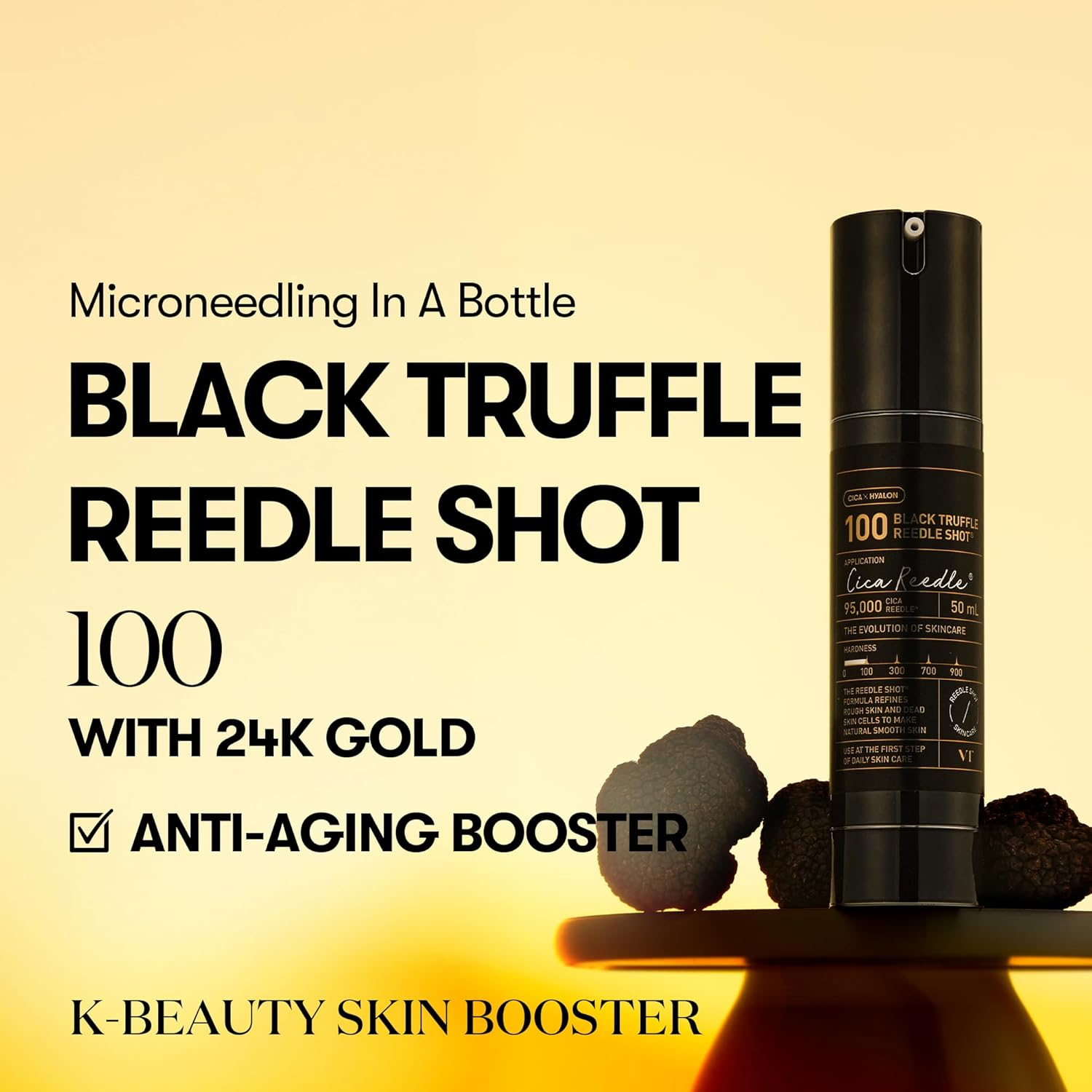 VT COSMETICS Black Truffle Reedle Shot 100, Spicule Microneedling Serum, Anti-Aging Exosome Serum with 24K Gold, Exfoliation, Smooth & Glass Skin, Korean Skin Booster, 1.69 Fl. Oz. (50Ml) image number 2