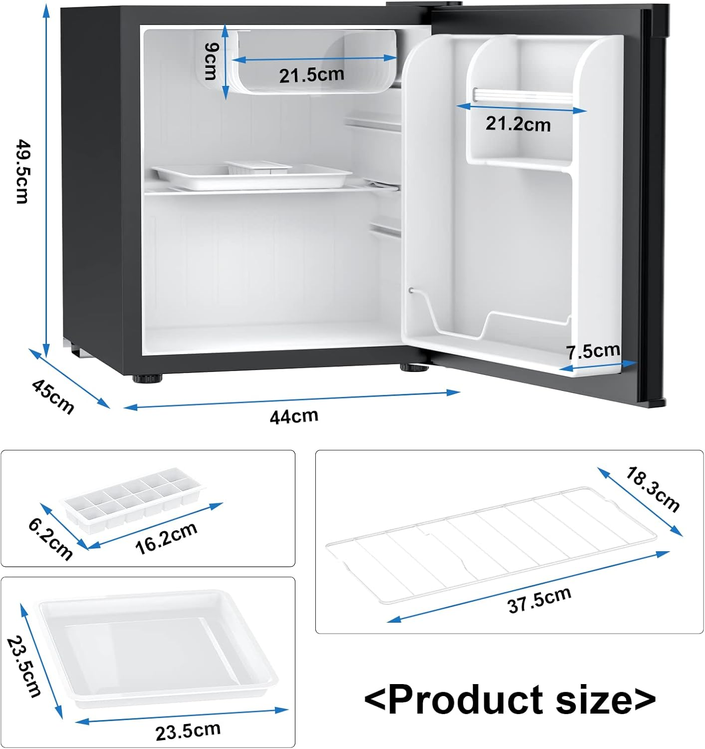 Compact Refrigerator, 48L Portable Mini Bar Fridge with Freezer, Adjustable Temperature, Removable Basket, Ideal for Cars, Road Trips, Home, Offices, and Dorms | Black image number 5