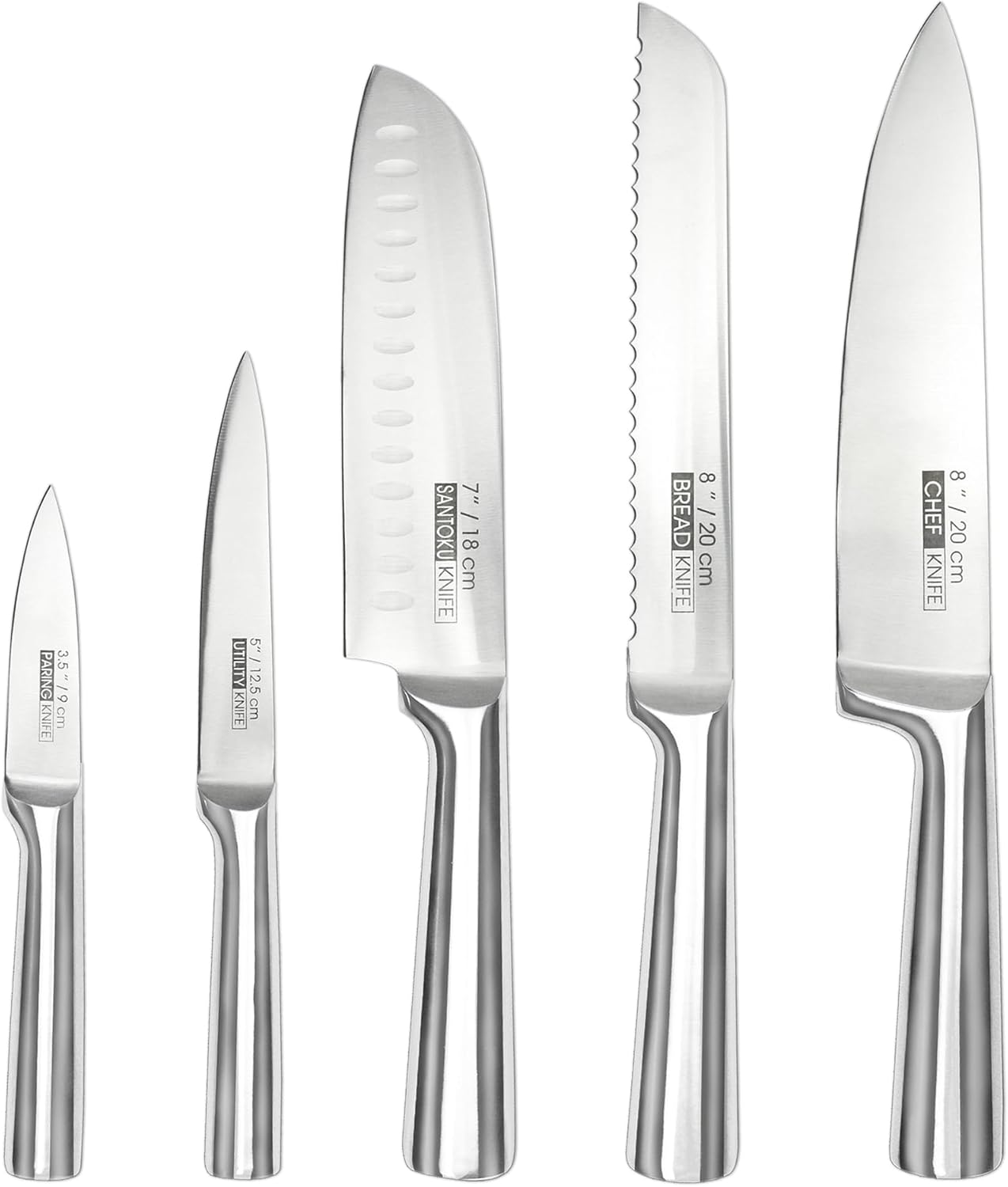 Knife Set, Kitchen Knives 5 Piece Sets for Chef Dishwasher Safe Steel Stainless Cooking (5 Piece)