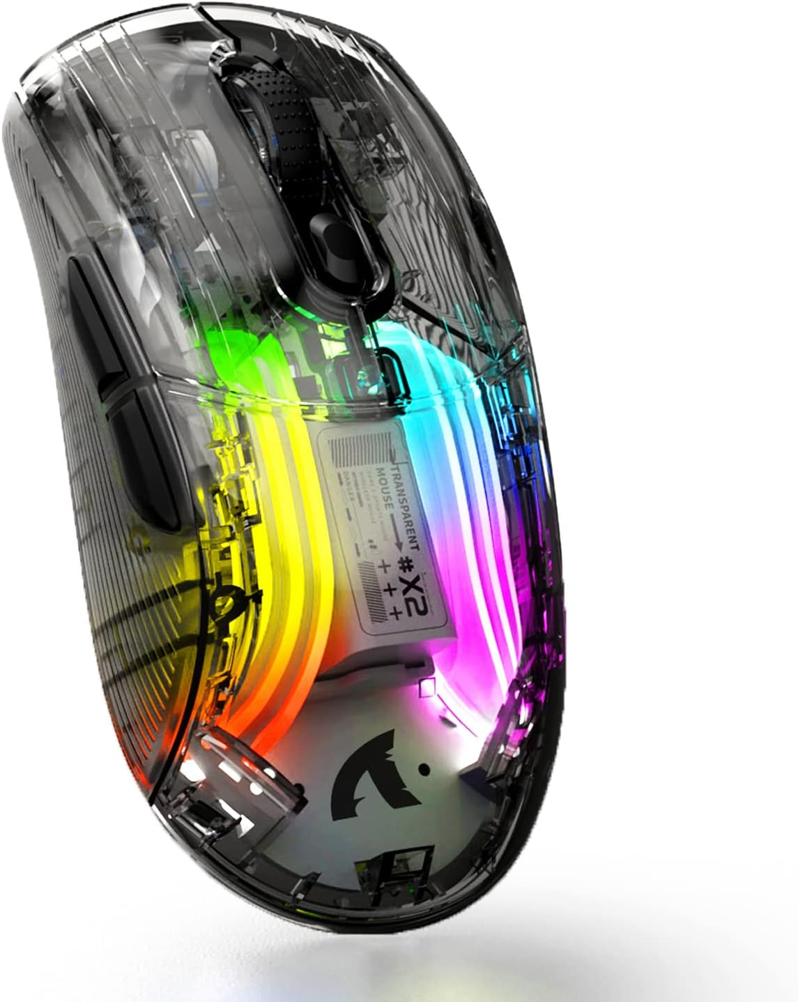 A.JAZZ Wireless Gaming Mouse with Full Transparent,Tri-Mode 2.4Ghz/Bluetooth/Wired Mouse,Digital Display,Charging Base,3D RGB Backlit,Silent Mice with 7 Buttons,Wireless Mice for Laptop,Pc,Mac(Black)