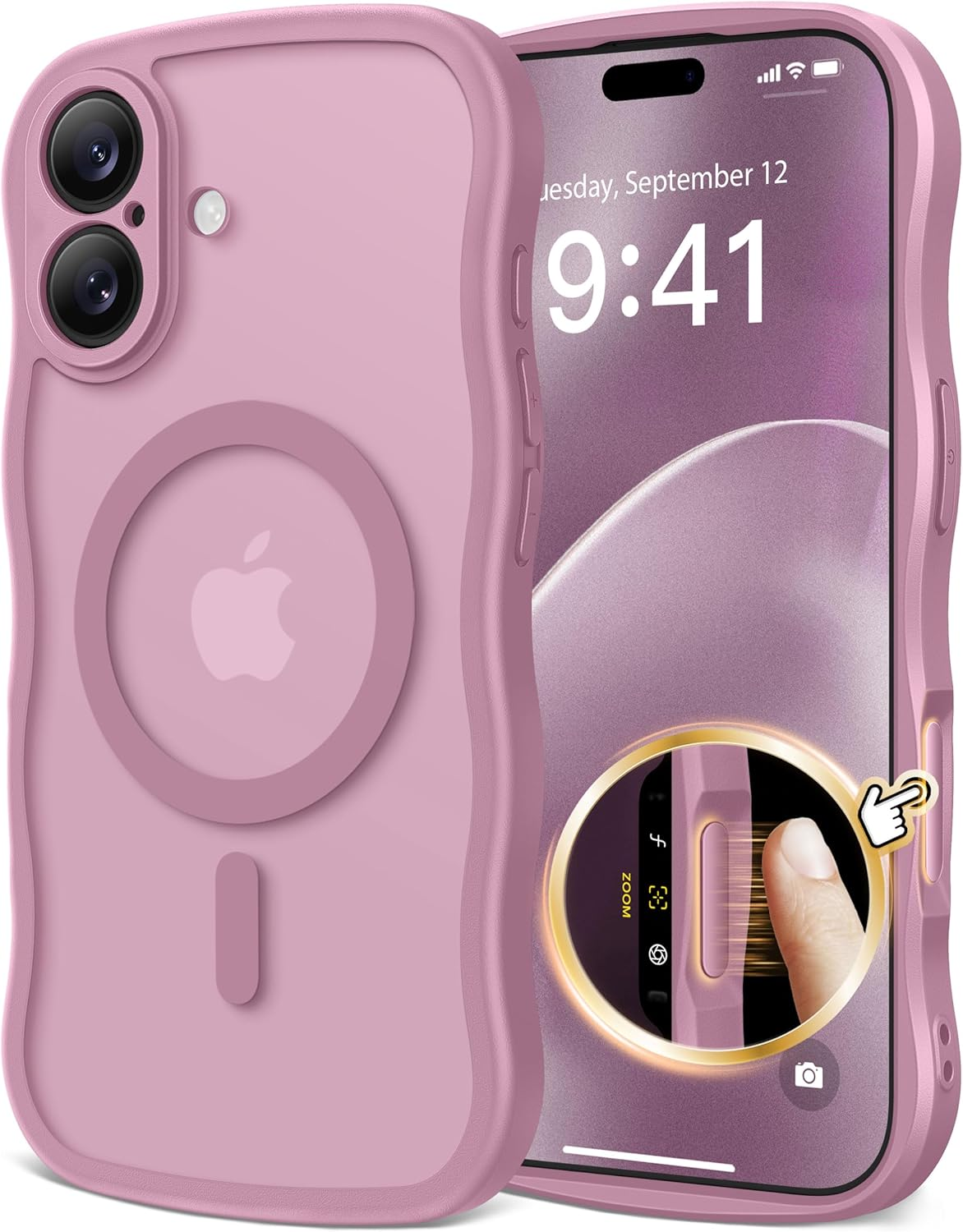 CAPRARO Magnetic for Iphone 17 Pro Max Case for Women Girls, Upgraded [Full Camera Protection] [Compatible with Magsafe] Cute Wave Translucent Matte Phone Case for Iphone 17 Pro Max, Dark Orange