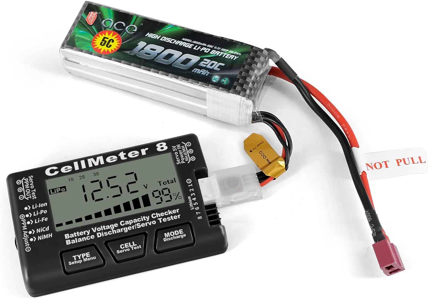 Nurdo Digital Battery Checker 8 in 1 Li-Ion Battery Tester Lipo Life Nimh Voltage Tester Black image number 1