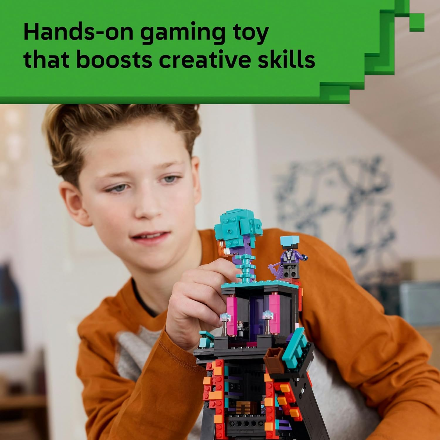 LEGO&reg; Minecraft&reg; the Enderman Tower 21279 Building Toy for Kids,Game Room Decor,Gamer Adventure Toys with Action Figures,Creative Construction and Display Set for Boys and Girls Who Are Gaming Fans image number 5