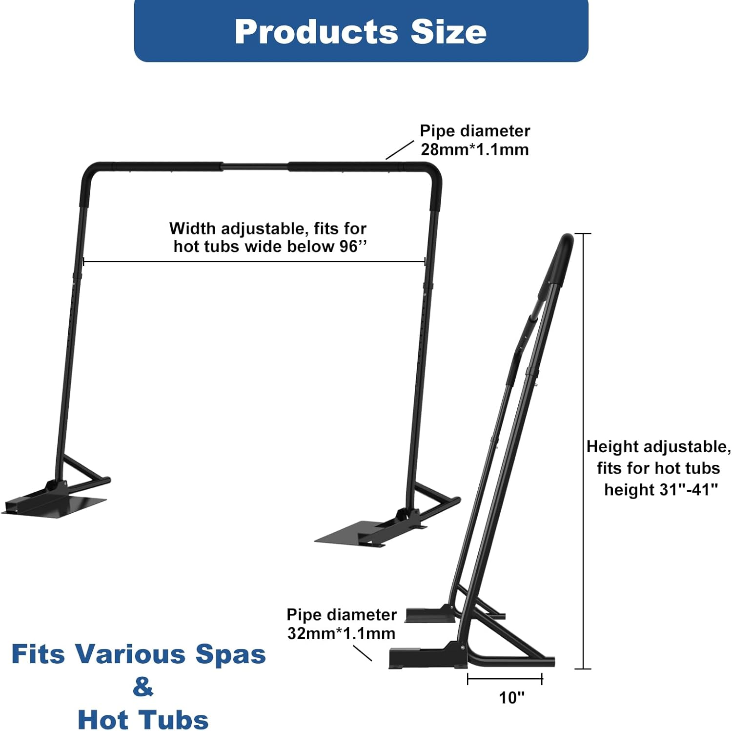 TOCRETOARE Hot Tub Cover Lifter and Removal System - Spa Lift with 31-41 Inch Adjustable Height - Fits Most Hot Tubs image number 3