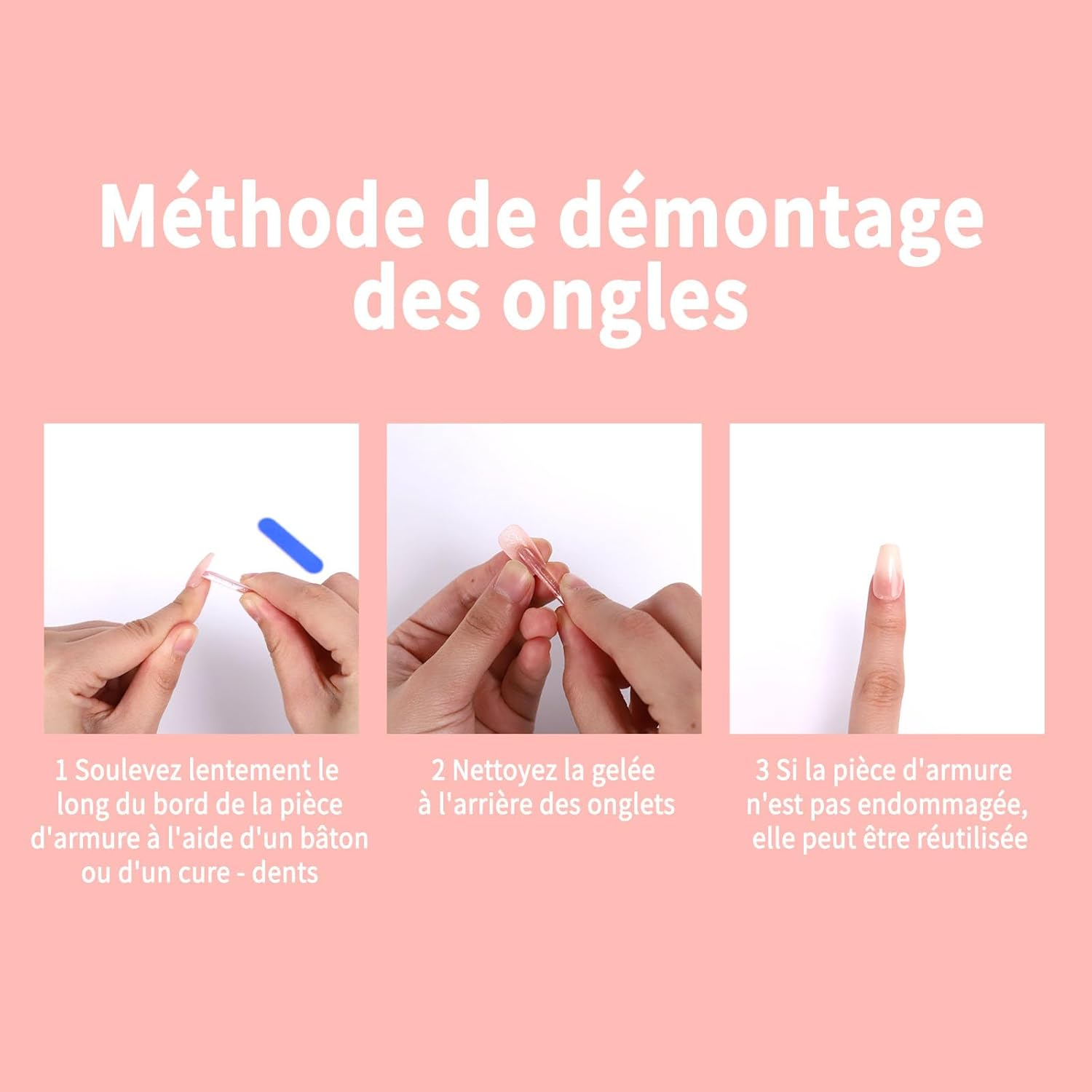 Gozina 24 Fake Nail Short, Pink Gradient Fake Nail Stickers, French Nail Stickers, Reusable Nail Stickers, Suitable for Women and Girls