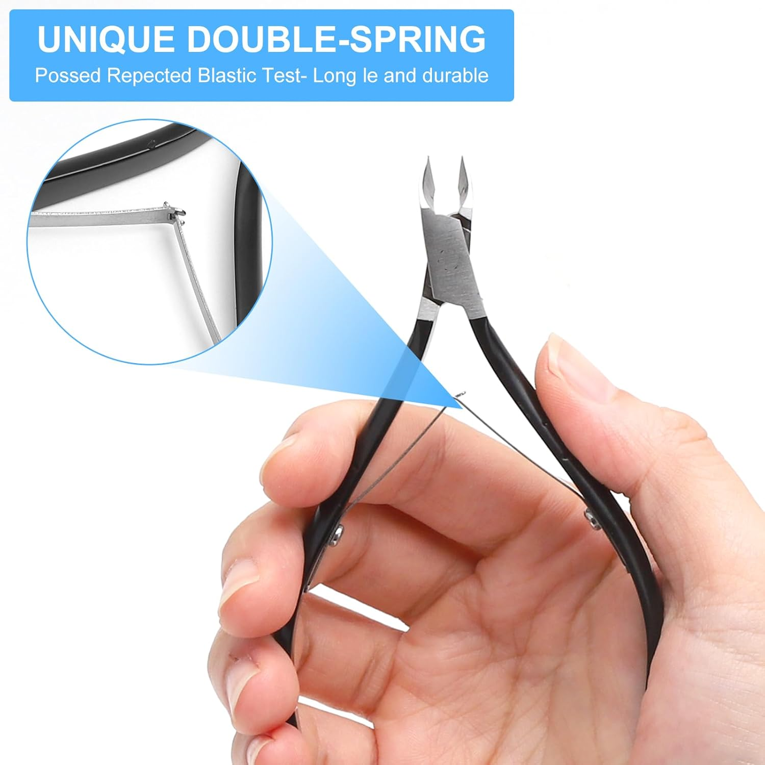 Precision Cuticle Nippers (4Mm) - Professional Half Jaw Cuticle Cutter Stainless Steel for Manicure and Pedicure Salon Quality Cuticle Remover (Black)