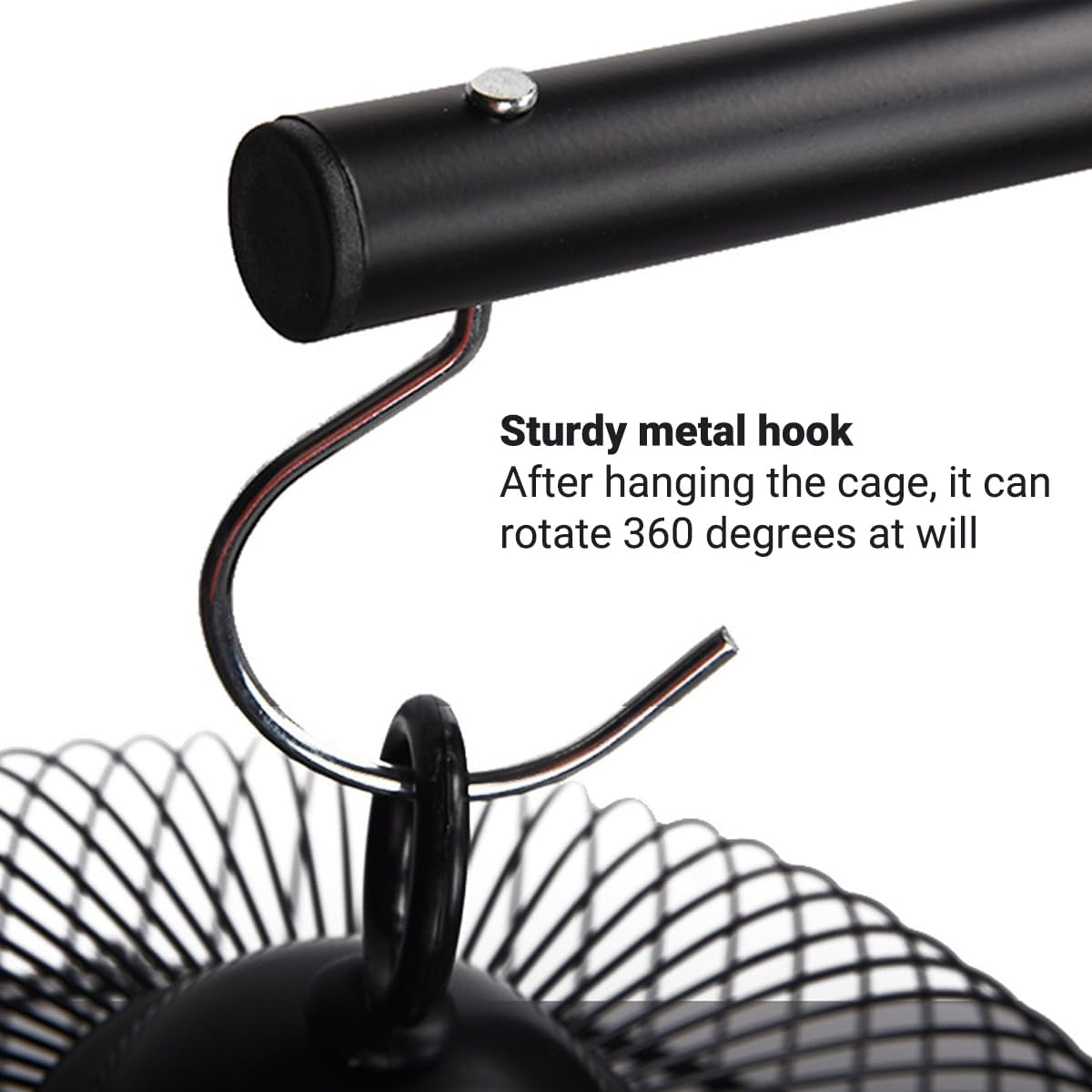 AIMALL Adjustable Birdcage Stand, Four-Legged Telescopic Metal Bracket, 29.52 X 66.92 Inch, 360&deg; Rotating Hook, Black or White, Sturdy and Stable Design - Black image number 2