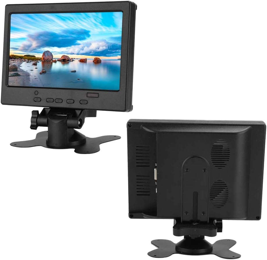 7 Inch Computer Monitor with 1024X600 Display, Mini HD MI Monitor Support HD MI VGA AV Inputs, Portable Car Display CCTV Monitor Screen with Speaker for Gaming Office (AU Plug) image number 1