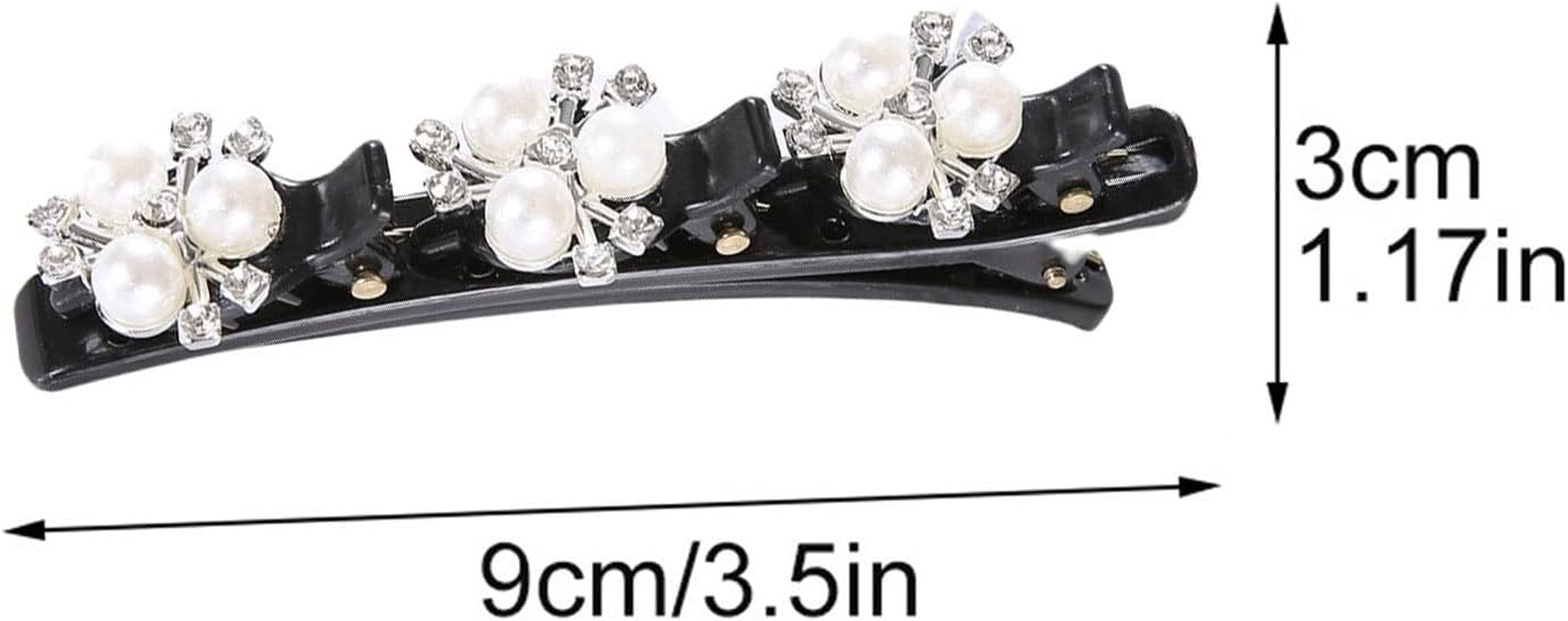 Braided Hair Clips with Sparkling Crystal Stone and 3 Small Clips Beaded Hairpin Duck Bill Clip Braided Hair Clip with Rhinestones for Women as a Gift (Style:B) image number 3