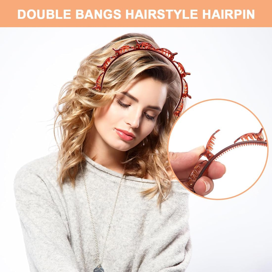 GGUFAY - 2 Headbands with Clips - Black and Brown - Multifunctional for Sports, Make-Up, Leisure and Everyday Use - Ideal for Frontal Hair and Princesses - Hairstyles image number 1