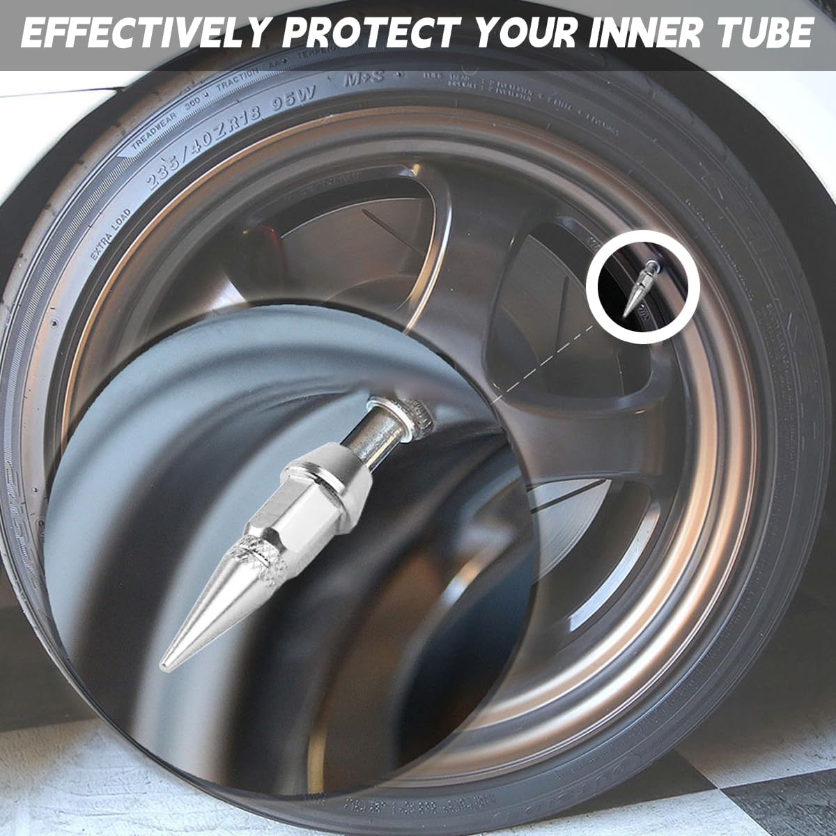 JNNJ 6 Pieces Car Wheel Tyre Valve Stem Cap, Aluminium Alloy Dust Caps Car Tyres, Aluminium Alloy Tyre Valve Cover (Silver) image number 1