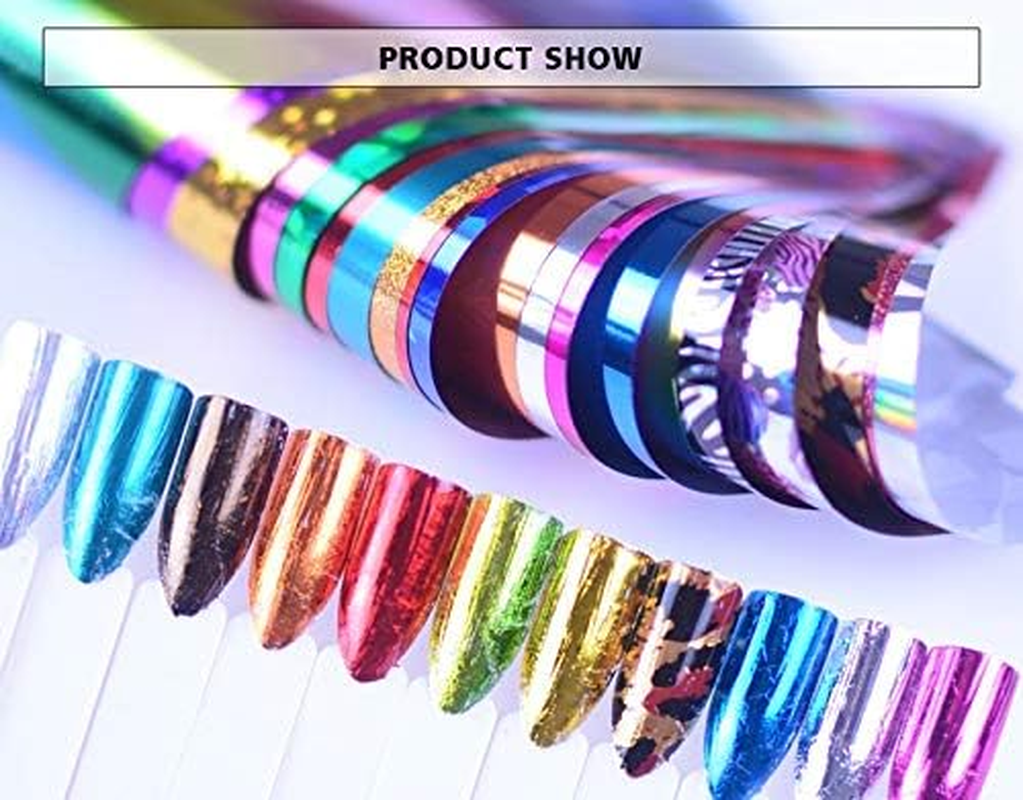 24Pcs/Set Glitter Nail Stickers Set Transfer Foil Nail Art Sticker Decoration DIY Nail Decals 40X100Mm Zhengpingpai image number 1