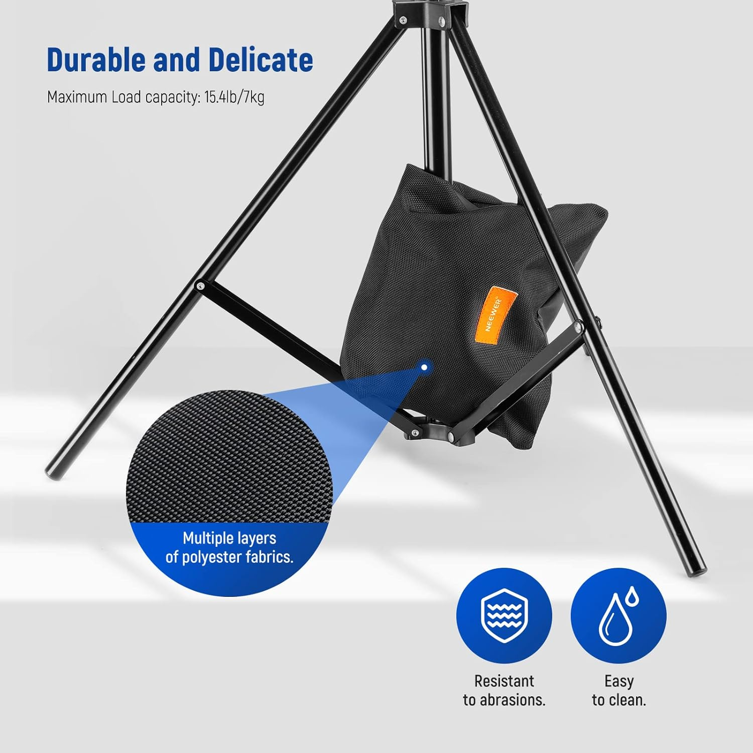 NEEWER Sandbag for Photography, 15.5"X9.4" Foldable Handheld Storage Bag with Shoulder Strap, Heavy Duty Polyester Saddlebag/Beanbag/Tripod Weight Bag for Camera Lens Support & Light Stands Boom Arms image number 1