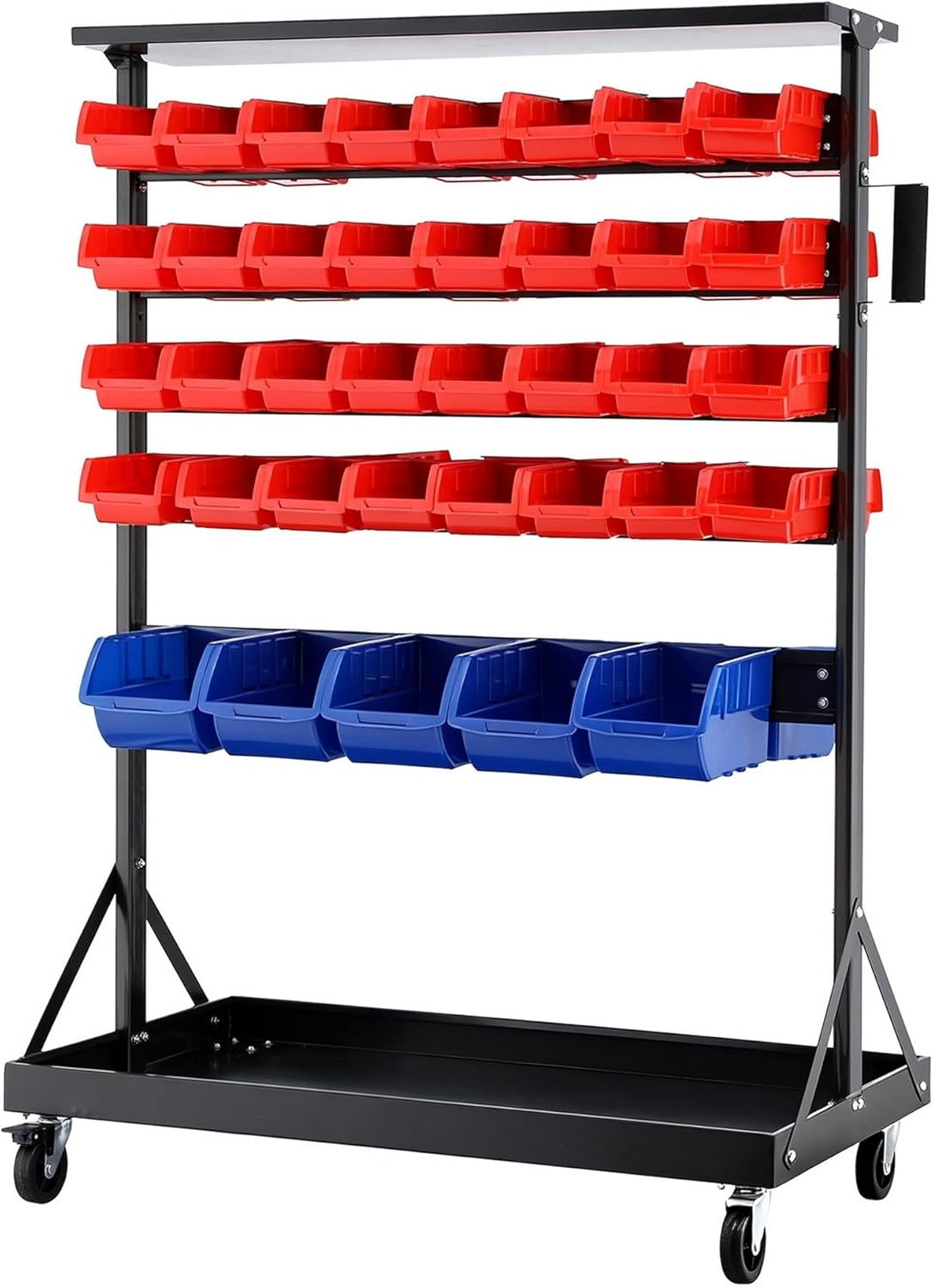 GIANTZ Storage 74 Bin Rack, Heavy Duty Parts Tools Organizer with Universal Wheels, Double-Sided 5-Tier Steel Storage System for Garage, Workshop & Shed image number 4