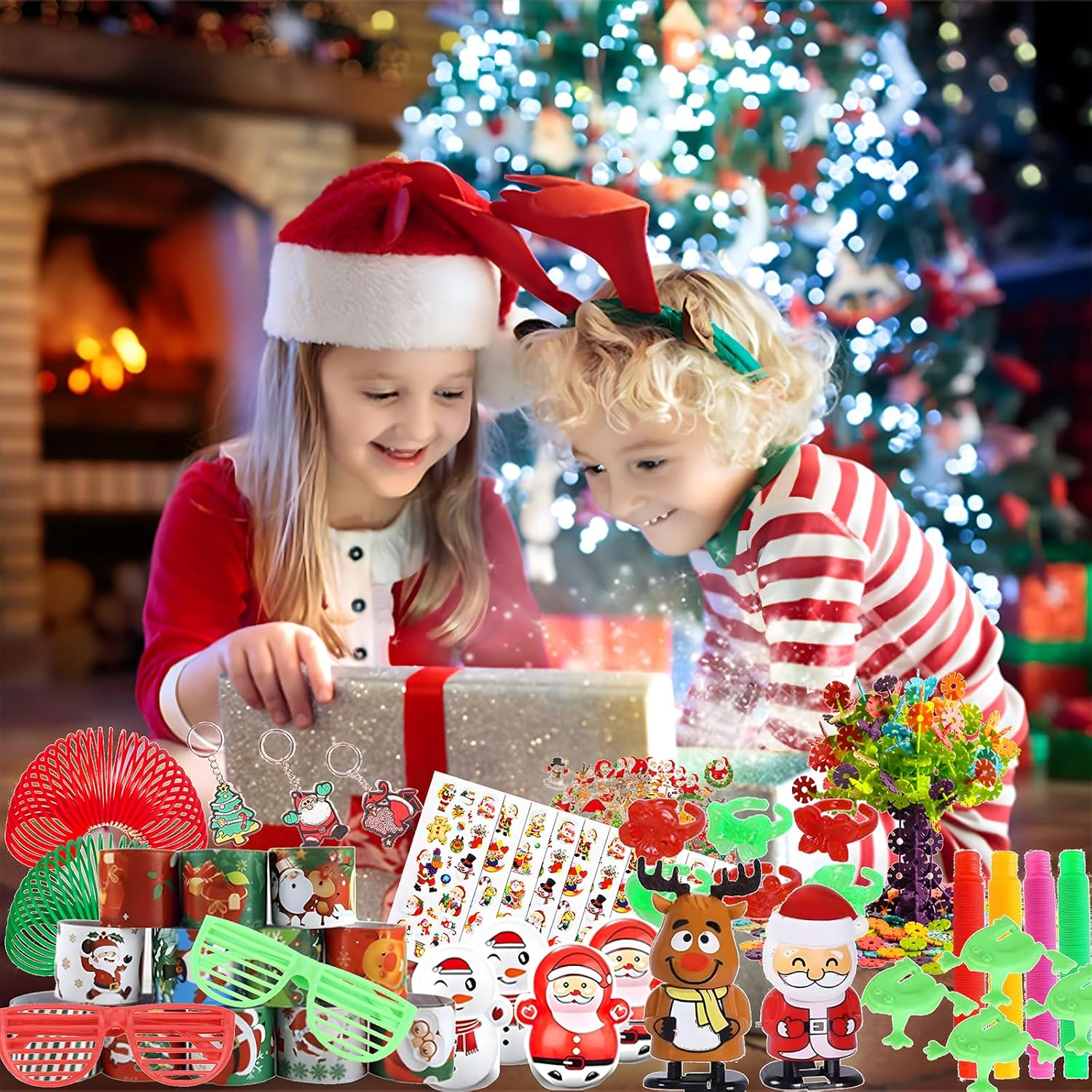 175Pcs Christmas Party Favors, Toy Set, Pinata Stuffers, Carnival Prizes, Classroom Rewards, Treasure Box, Stocking Stuffers, Goodie Bag Filler, Gifts for Students, Advent Calendar