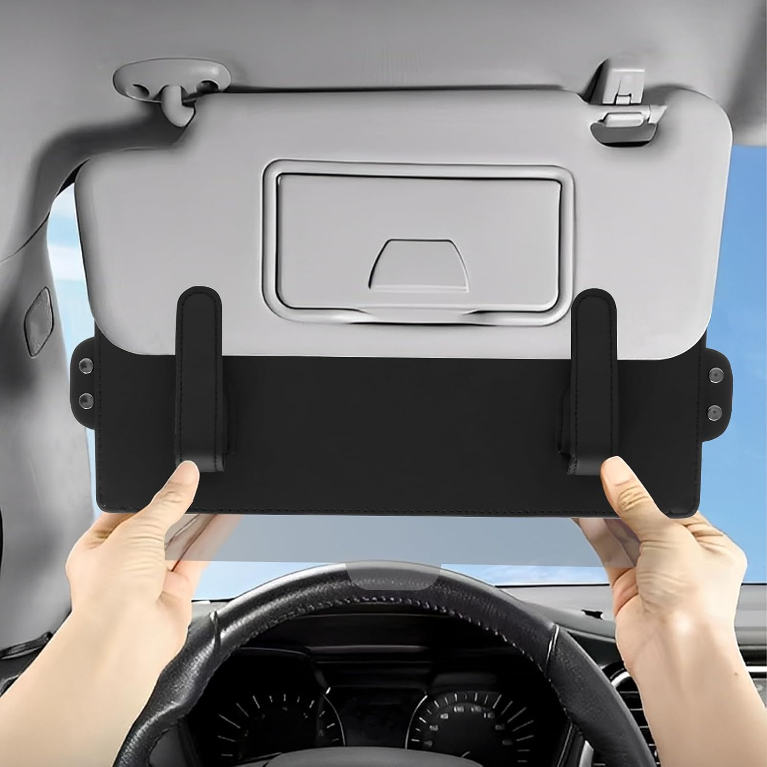 Car Visor Sunshade Extender, anti Glare Adjustable Sun Visor Extender for Car, Window Shade Universal Beautiful and Practical Car Visor Extension Sun Blocker for Automotive (Black)