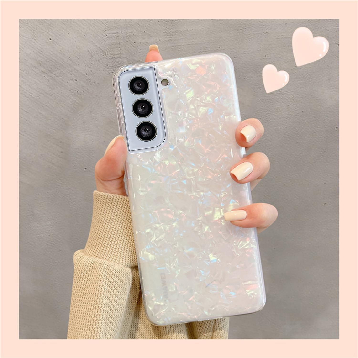 J.West Galaxy S22 Case 5G 6.1-Inch, Luxury Sparkle Glitter Translucent Clear Colorful Opal Pearly Thinfoil Design Shiny Print Soft Silicone Cover for Women Girls Slim TPU Protective Phone Case - Colorful image number 4