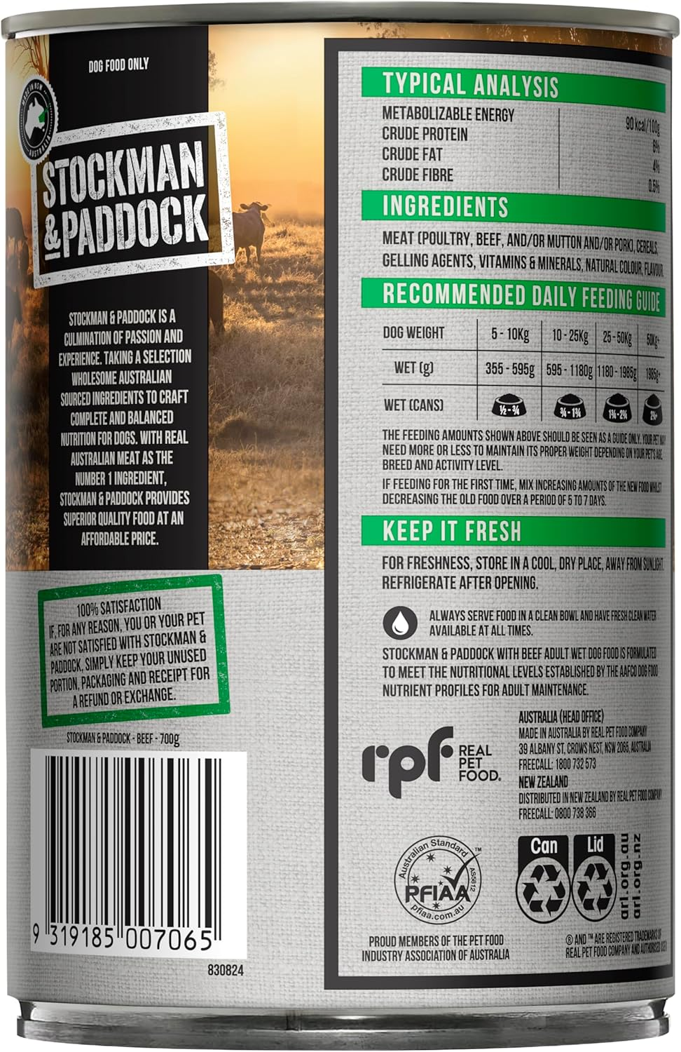 Stockman & Paddock Adult Wet Dog Food, Beef 12X700G - Real Australian Meat for Complete Nutrition, a Hearty Meal Dogs Love