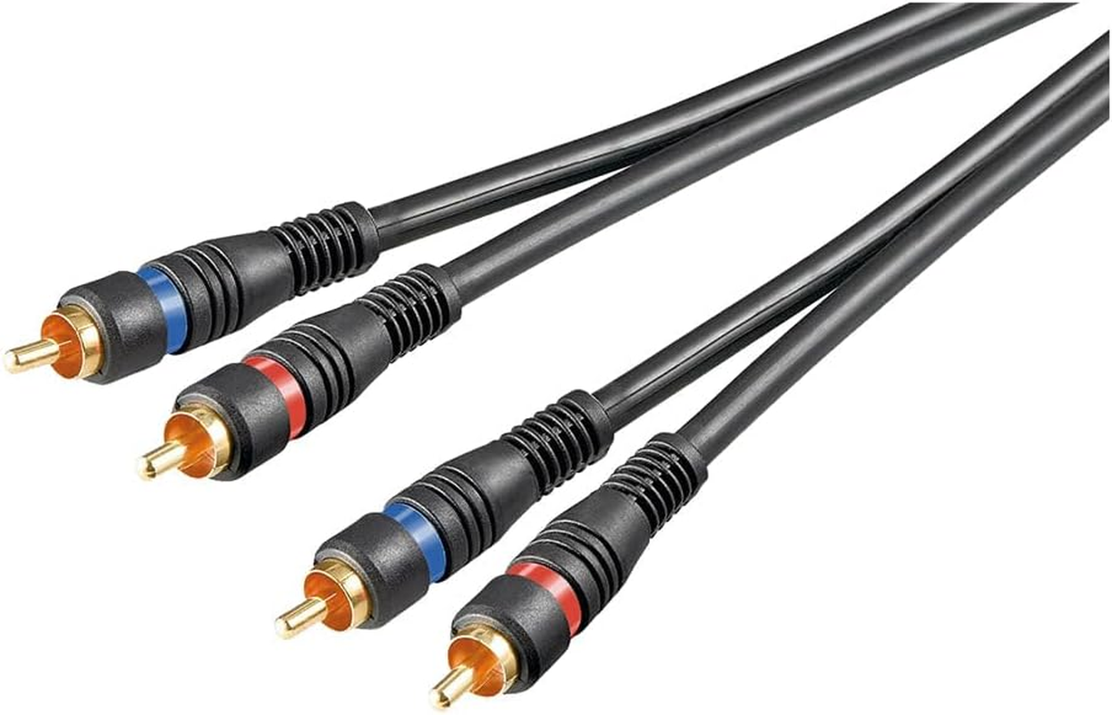 Goobay Stereo RCA Cable 2X RCA, Double Shielded 2 RCA Male > 2 RCA Male, 3M, Black image number 1