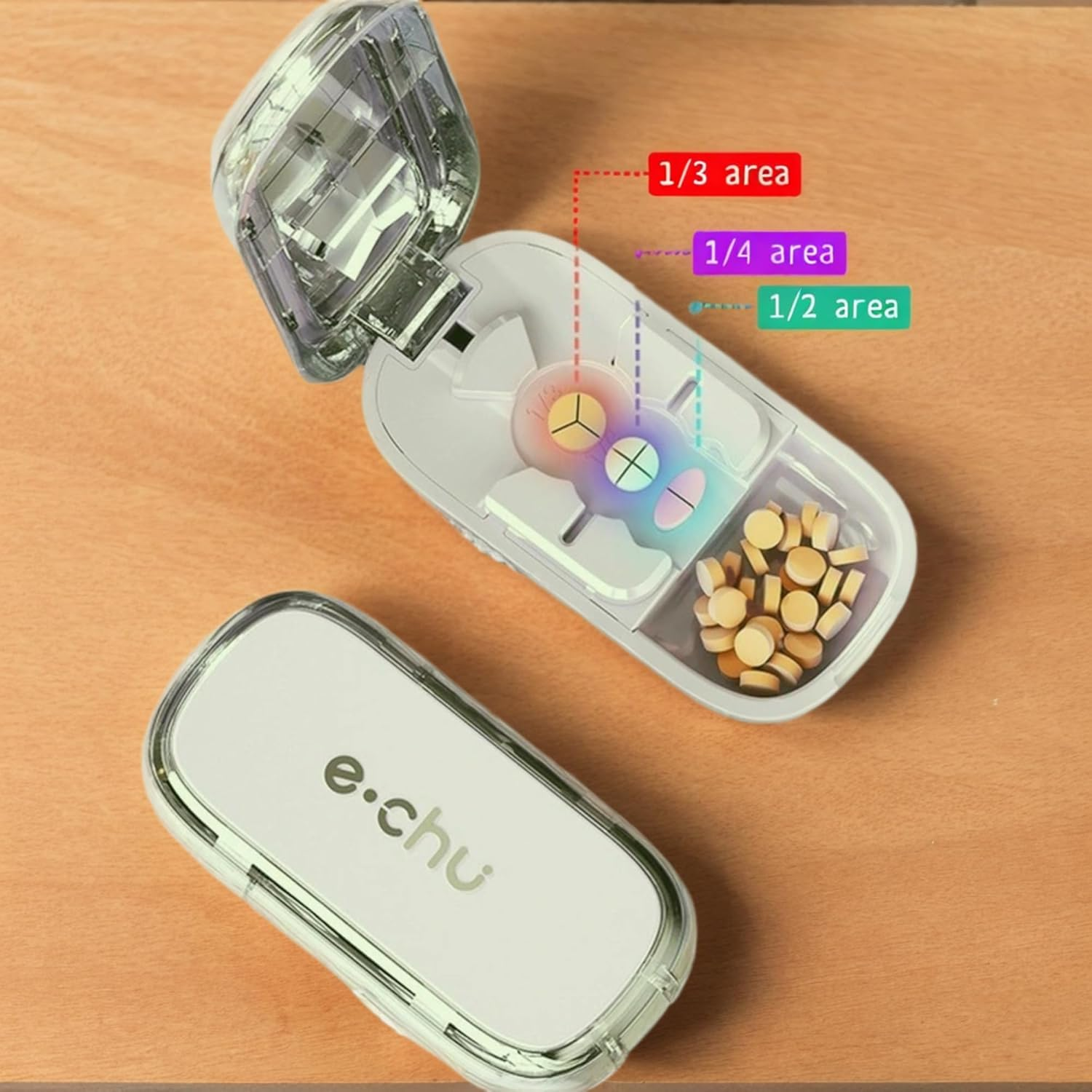 Adjustable Pill Cutter Splitter Tablet Cutter 1/2 1/3 1/4 for Small and Tiny Pills(Green) - Green image number 4
