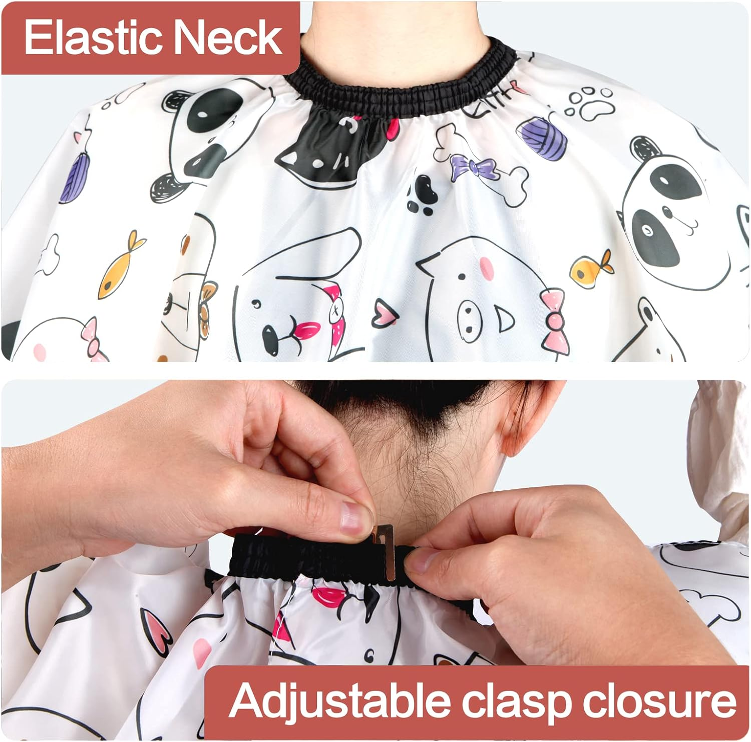 Kids Barber Cape with Neck Duster Brush, Professional Salon Hair Cutting Cape with Adjustable Snap Closure - Cartoon Mermaids image number 2