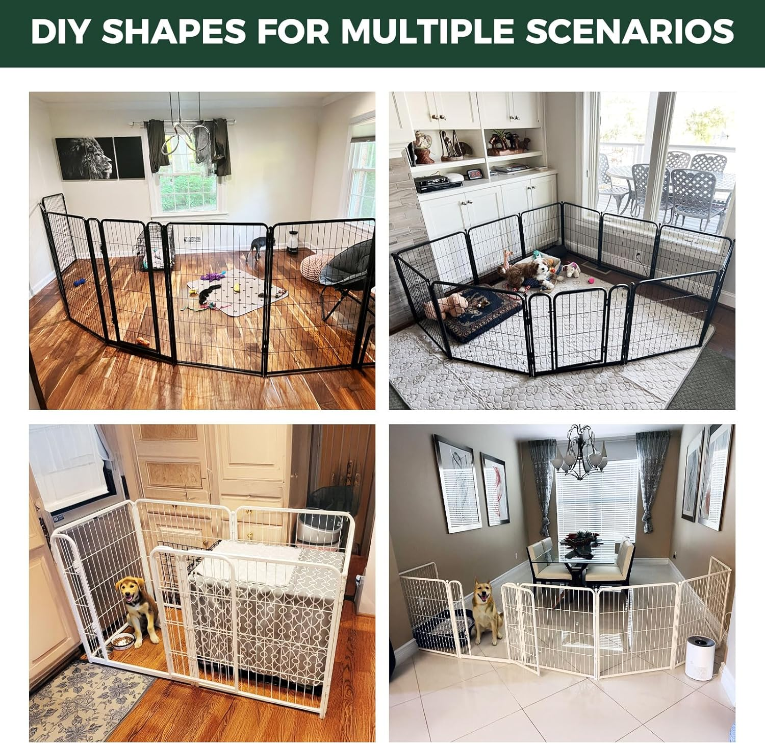 FXW Homeplus Unleashed Indoor Dog Playpen - Stress-Free and Safe Play, Heavy Duty 24 Inch 6 Panels Dog Pen for Puppy and Small Dogs, Black│Patented image number 1