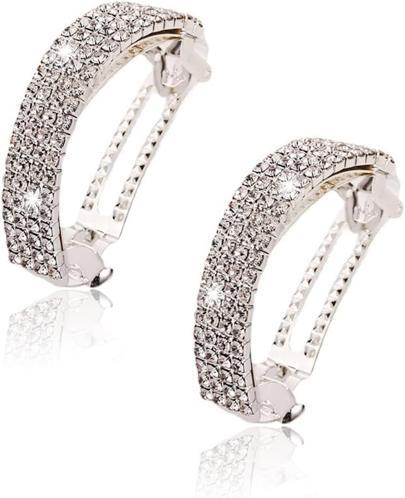 2 Pack Ponytail Hair Clips, Classic Large Hair Clips for Medium to Thin Hair, French Vintage Hair Accessories for Women (Silver) image number 3