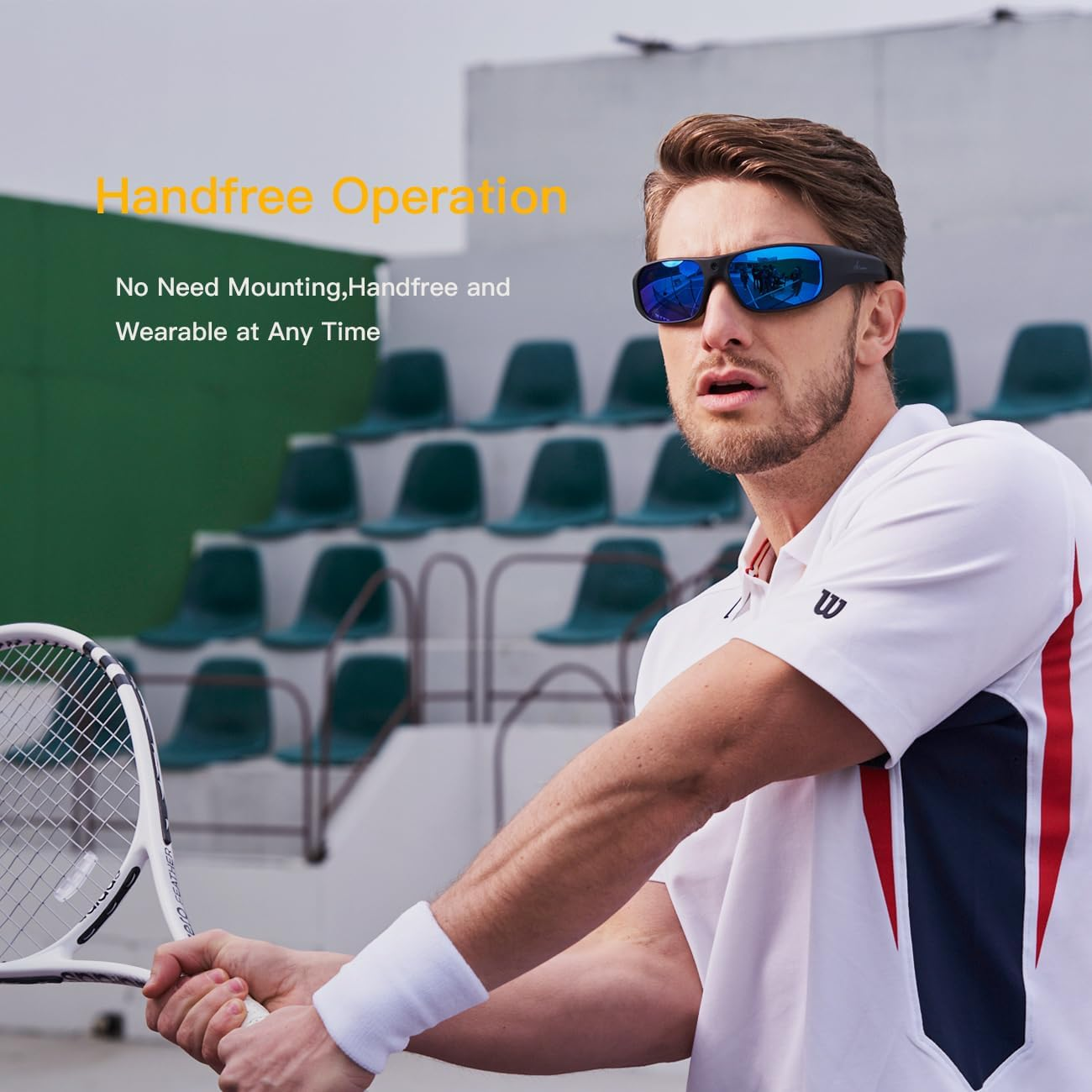 OHO 4K Ultra HD Water Resistance Video Sunglasses, Sports Action Camera with Built-In Memory and Polarized UV400 Protection Safety Lenses,Unisex Sport Design (Blue 128GB) image number 5