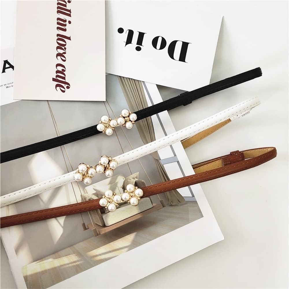 Womens Faux Leather Skinny Belt Skinny PU Leather Adjustable Slim Thin Waistband Belts with Metal Buckle for Ladies Jean Dress Slim Belt - Black B image number 7