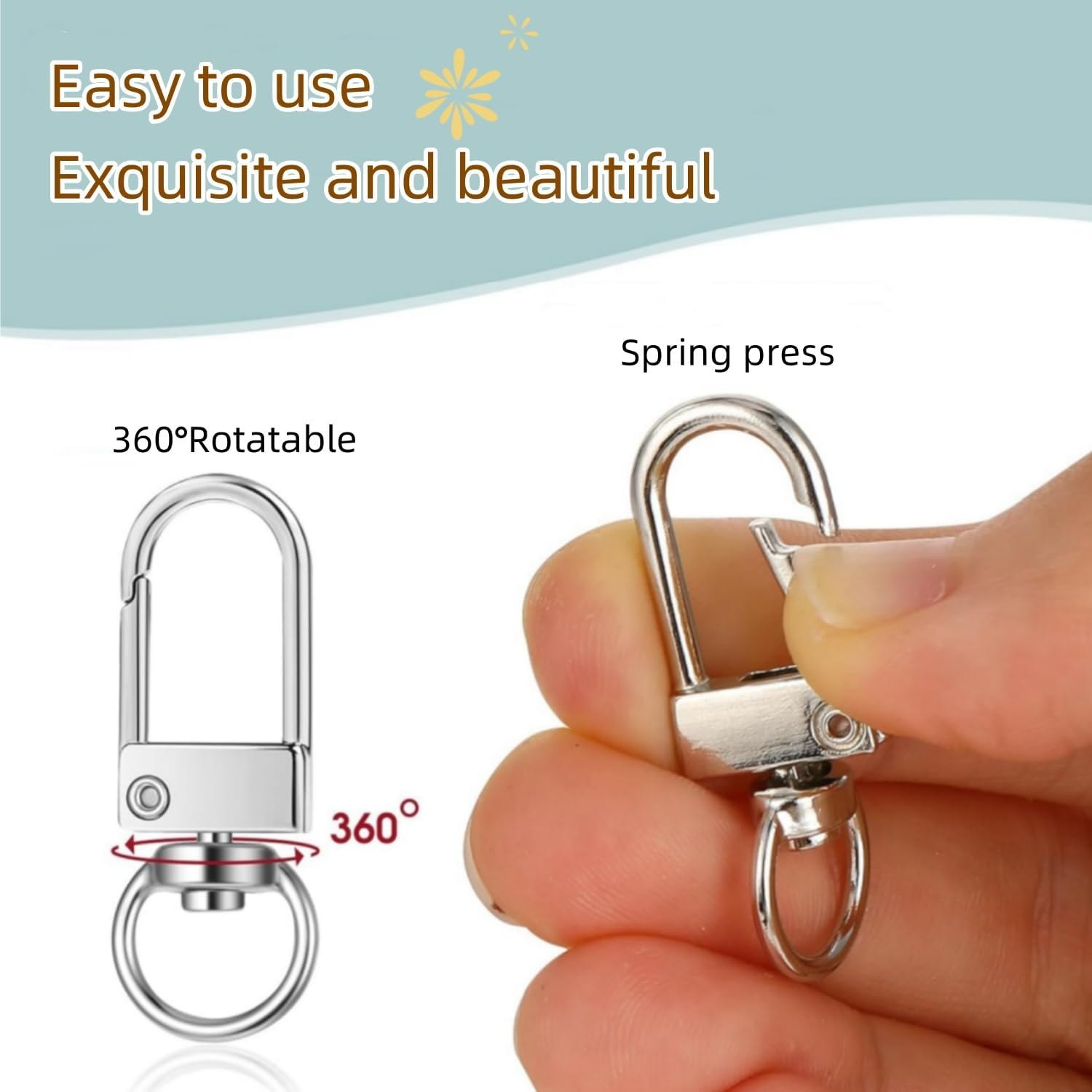 30Pcs Metal Lobster Claw Clasps,360&deg;Swivel Hooks for Lanyards Swivel Key Chains Rings Connector Swivel Lanyard Snap Hook for Handbags DIY Crafts (Silver) image number 1