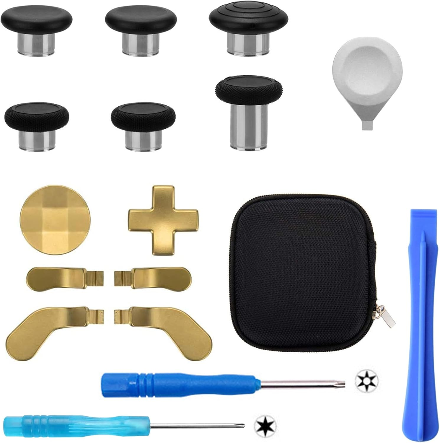 17 in 1 Accessories for Xbox Elite Controller Series 2 Metal Thumbsticks - Gaming Joystick Replacement Parts Kits for Xbox Elite Controller Series 2, Component Set with 2 D-Pads, 1 Unlock Tool (Gold) image number 6