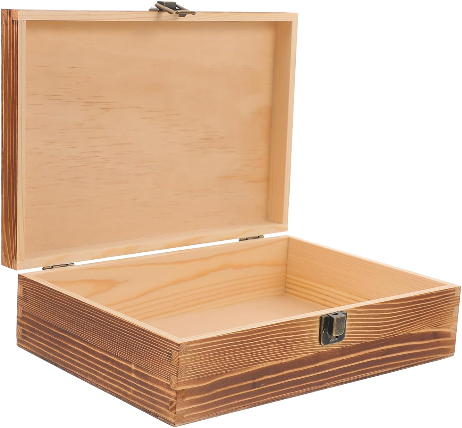 Small Wooden Jewelry Box Lid, Multi-Functional Decorative Keepsake Storage Container, Burnt Wood Finish, Compact Wood Trinket Organizer for Home And image number 4