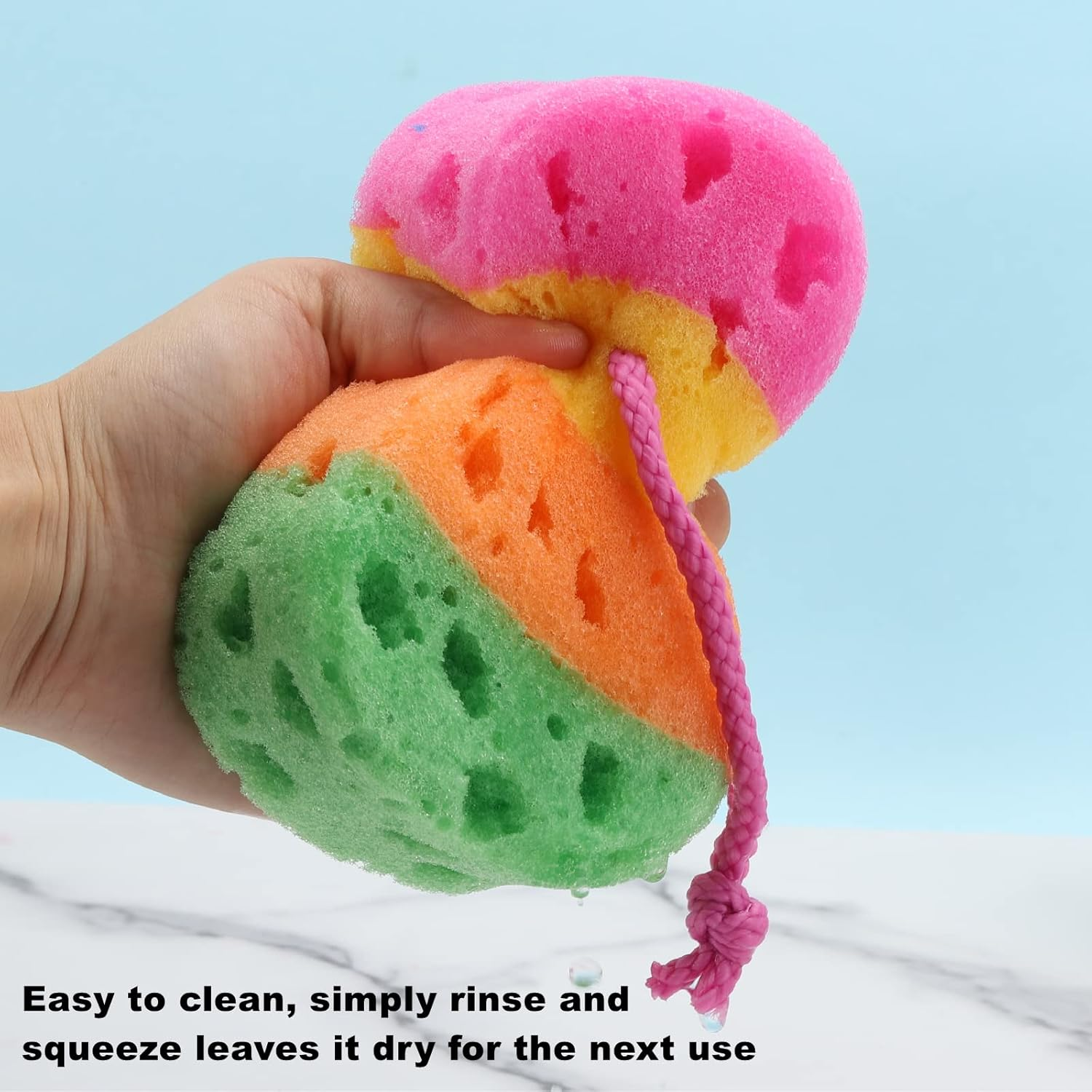 BTYMS 3 Pieces Exfoliating Bath Sponge Body Sponges Shower Loofah Soft Bathing Pouf Foam Lufa Body Scrubber image number 6
