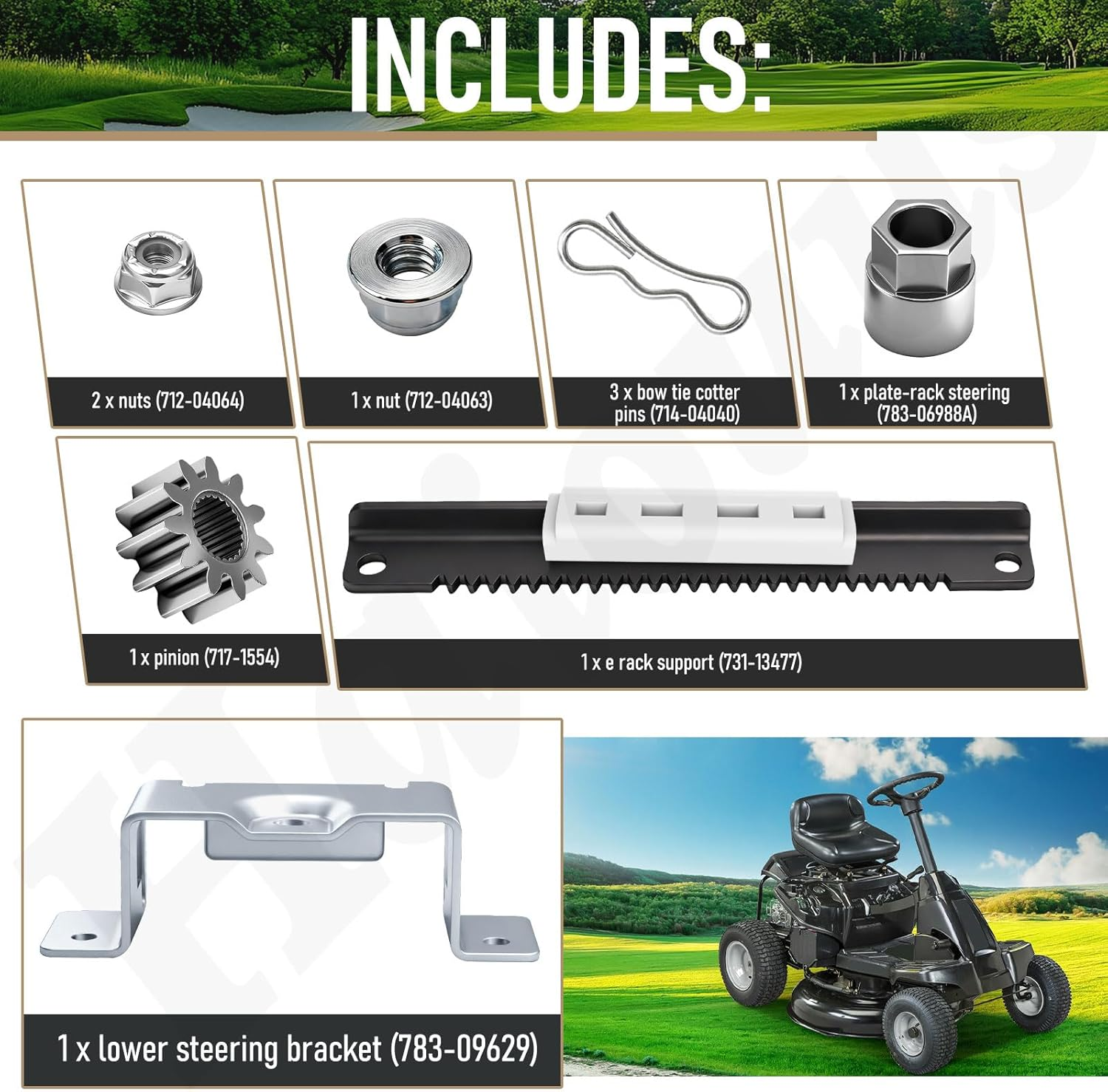 753-11064B 783-07239A 75311064B CR12 Steering Service Kit for MTD, CUB Cadet CC30H CC30E CC30 Hydro Mini Riders, for Craftsman R1000 Lawn Tractor Lawn Mower, Replace 783-09629 783-07239 783-06988 image number 3