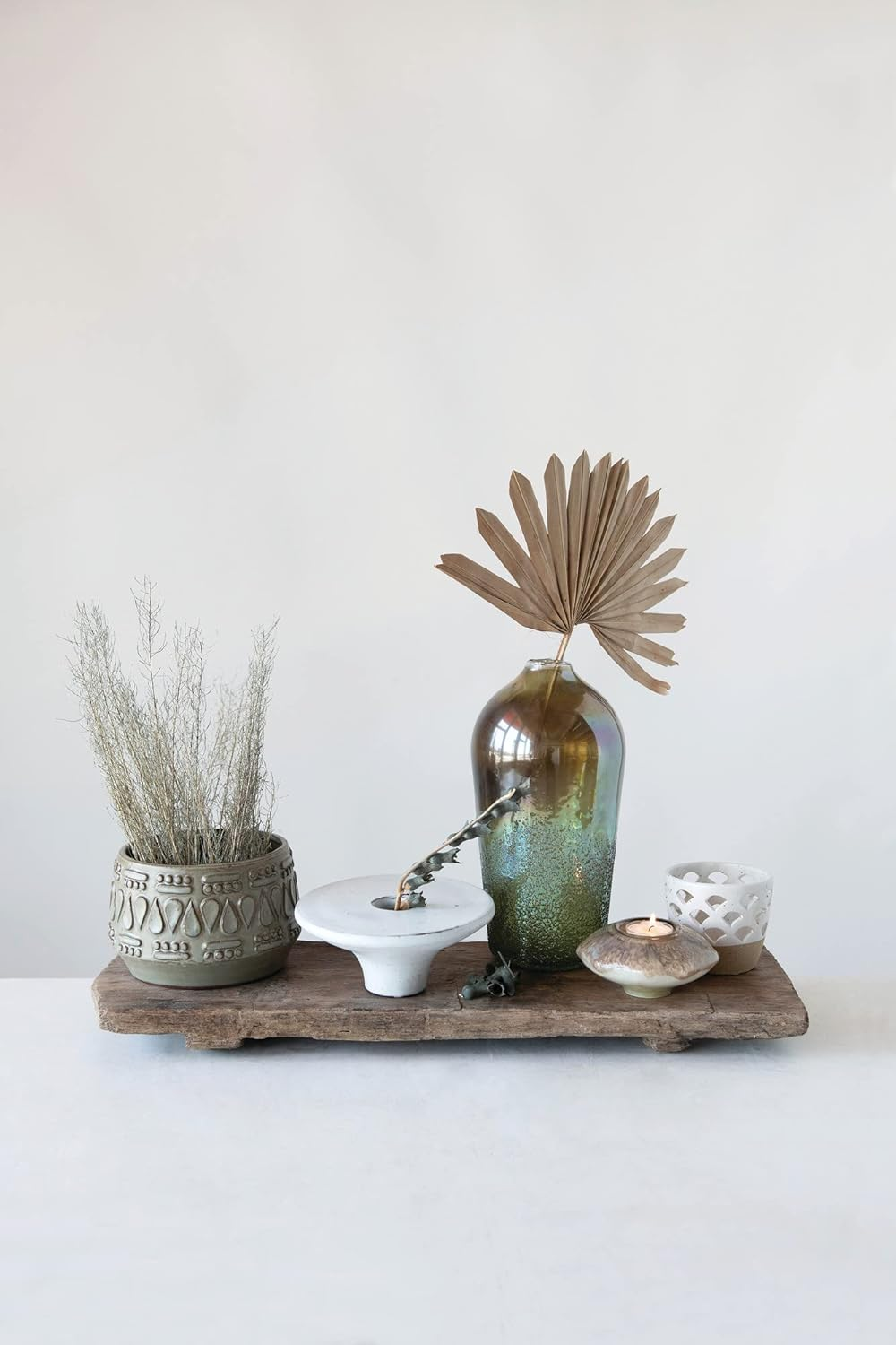 Creative Co-Op Embossed Stoneware Reactive Glaze Finish (Holds 4" Pot/Each One Will Vary) Planter, Green