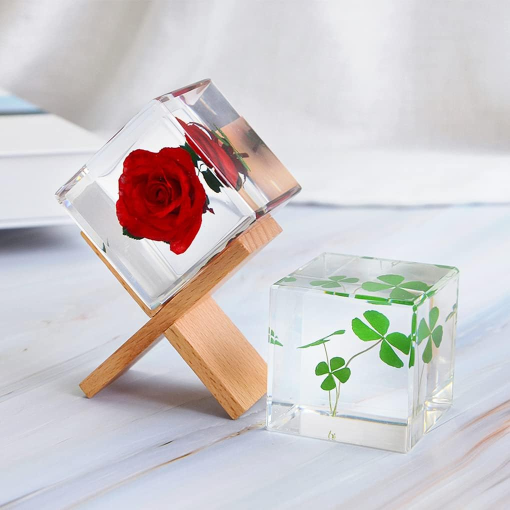 Fineinno Large Square Silicone Resin Mold, 3.35" Cube, DIY Art Epoxy Resin Casting Mold for Candle Soap Making