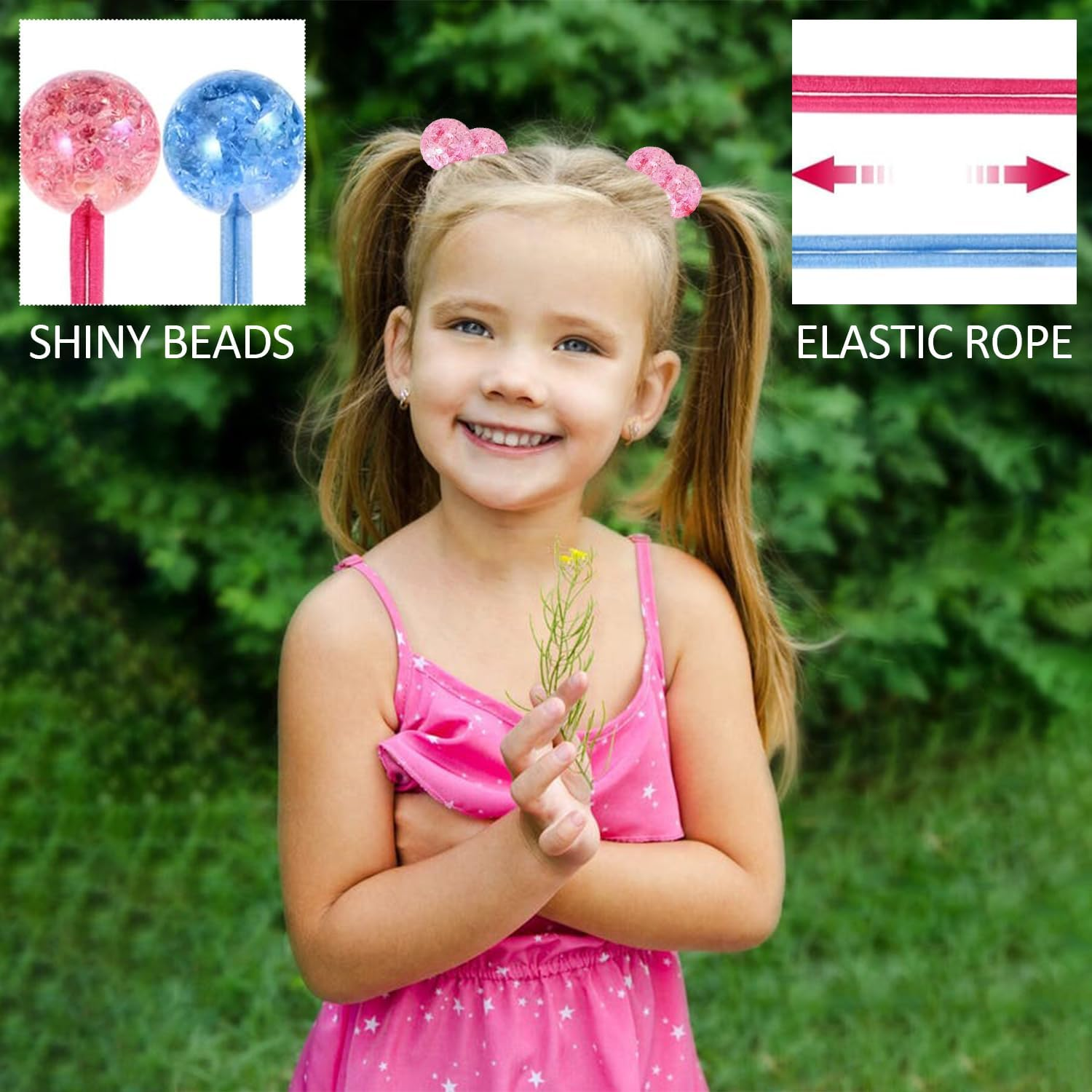 12-Piece Set of Double-Bead Bubble Hair Ties, Fruit-Coloured Acrylic Ball Accessories for Women and Girls, Colourful Decorative Hair Bands in Four Styles