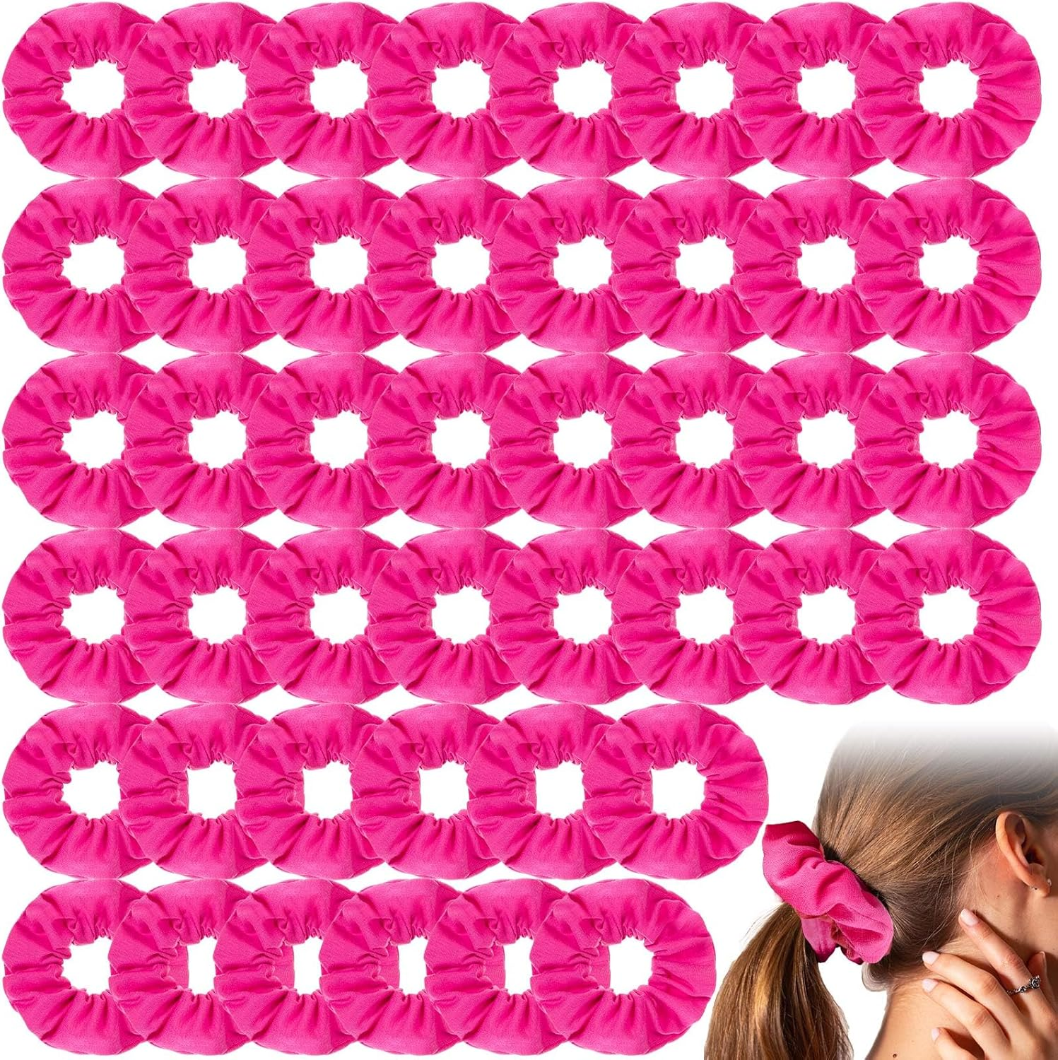 Tigeen 24 Pcs Scrunchies Bulk Soft Hair Scrunchies Cotton Solid Colors Thick Elastic Bands Ponytail Ties for Women Valentine'S Day Hair Accessories Favors (Black)