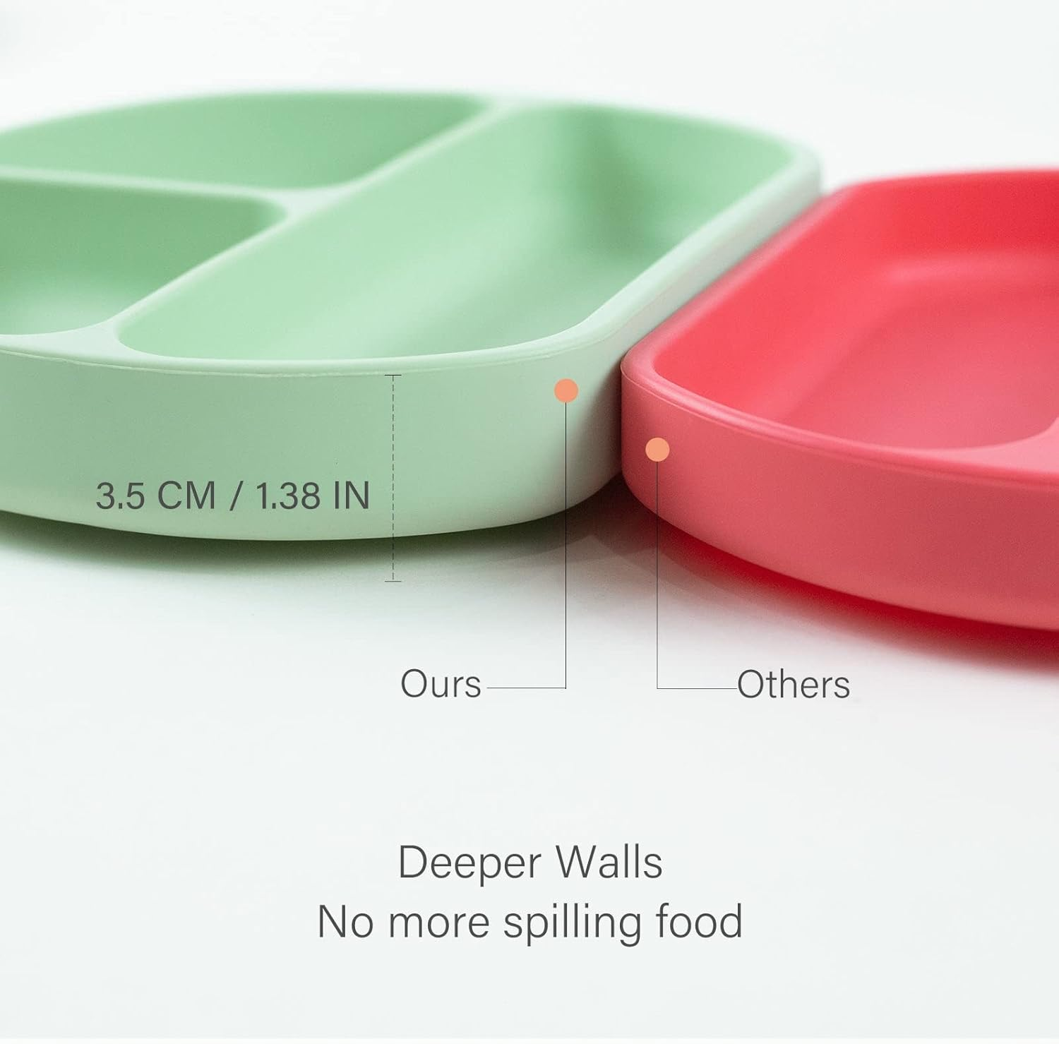 Yooforea Platinum Silicone Baby Suction Plate (Upgraded), Baby Led Weaning Plate, 100% Food Grade Silicone, Non Sticky Stain Resistant by UV Treatment, Dishwasher, Microwave Safe, BPA BPS Free - Tea