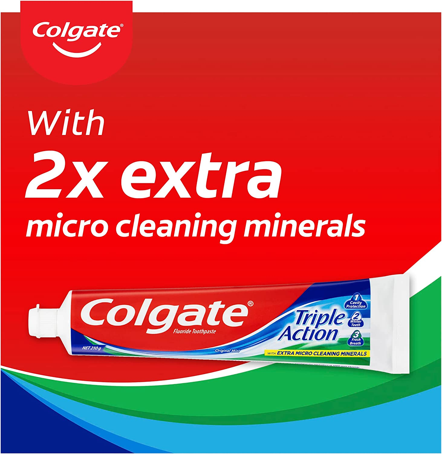 Colgate Triple Action Toothpaste, Value Pack 210G, Original Mint, with Extra Micro Cleaning Minerals image number 6