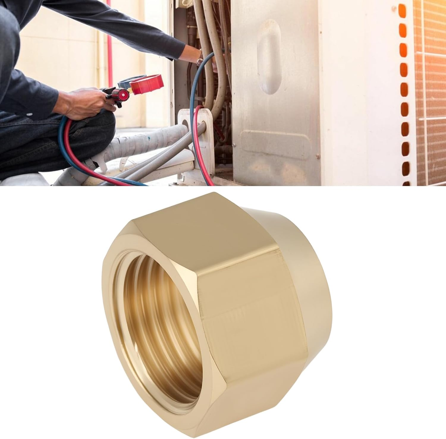 Emsea 4Pcs 10MM M16X1.5 Thread Brass Flare Reducing Nuts for Refrigeration, HVAC, Heating, Industrial Piping Systems