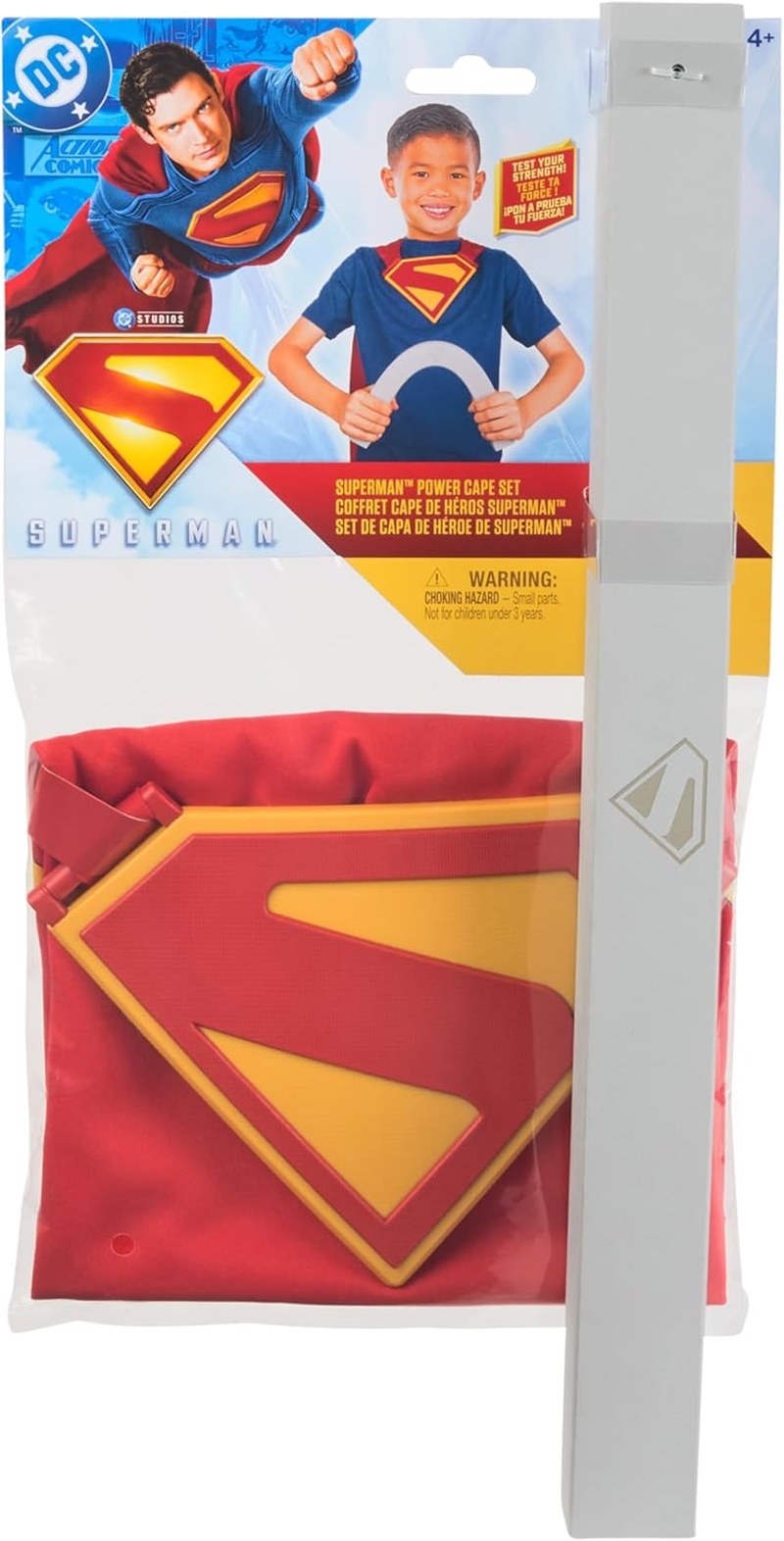 DC Comics, Superman Power Cape Set, Super Heroes Special Occasion Costume for Kids with Iconic Chest Plate, Dress-Up and Roleplay for Ages 4 and Up