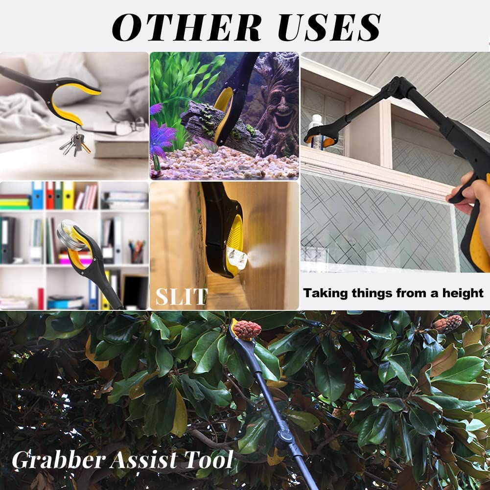 Fish Tank Accessories - 31" Aquarium Tweezers Grabber for Aquarium Landscaping Decoration Grab and Place Garbage Cleanup Foldable Gripper Multi-Function Mobility Aid Reaching Assist Tool(Blue) - 2 Folds-Yellow image number 5