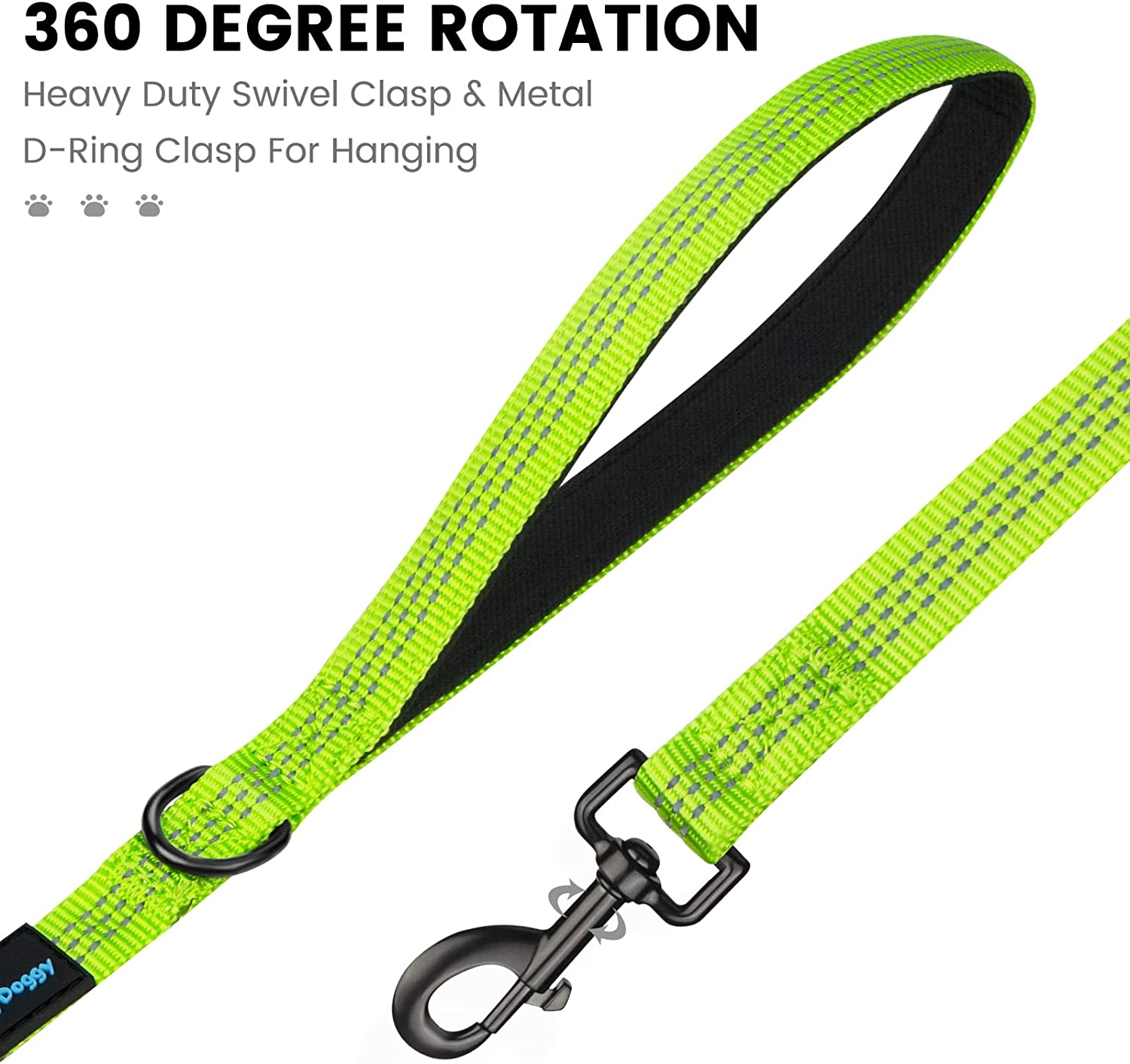 Puppydoggy Dog Leash for Small to Medium Dogs 6 Ft with 3 Reflective Stitching and 2 Traffic Padded Handles Dog Lead/Rope, Pet Leash for Running Walking Training ((6 Ft X 0.6 In) - Pink 1 Pack) image number 2