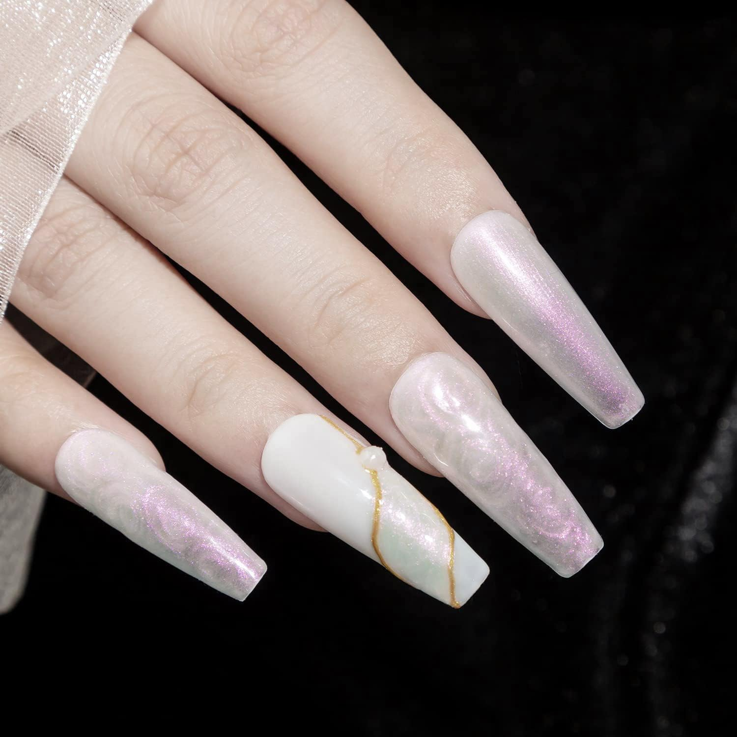 Vishine 16Ml Pearl Gel Nail Polish, Glitter Drawing Gel Polish Shimmer Mermaid Nail Gel Soak off UV Gel for Nail Art Salon Home DIY Manicure 0.54Oz image number 1