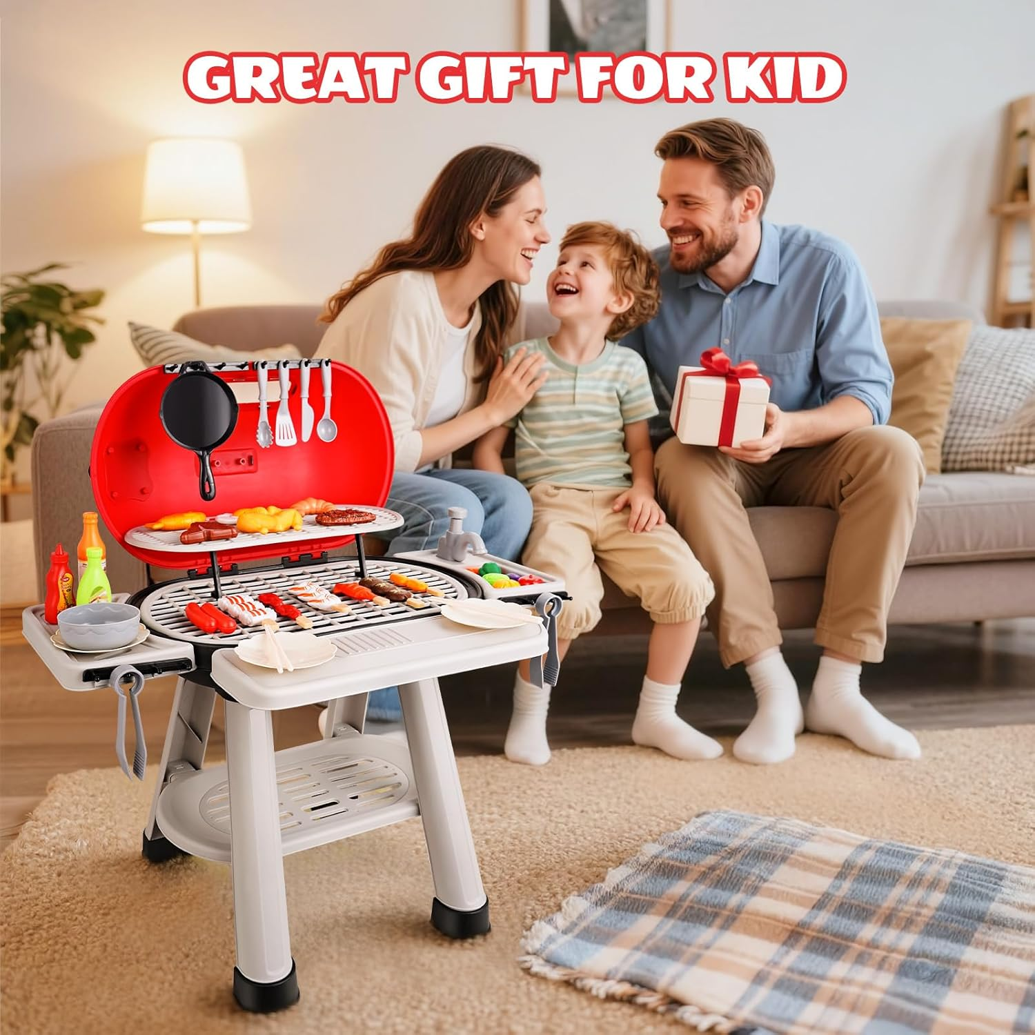 68 PCS Toy BBQ Grill Set, Cooking Toy Set, Kitchen Toy Set, Little Chef Cooking Pretend Play, Kids Grill Playset Interactive BBQ Toy Set Indoor Outdoor,Children'S Christmas Birthday Gifts image number 6
