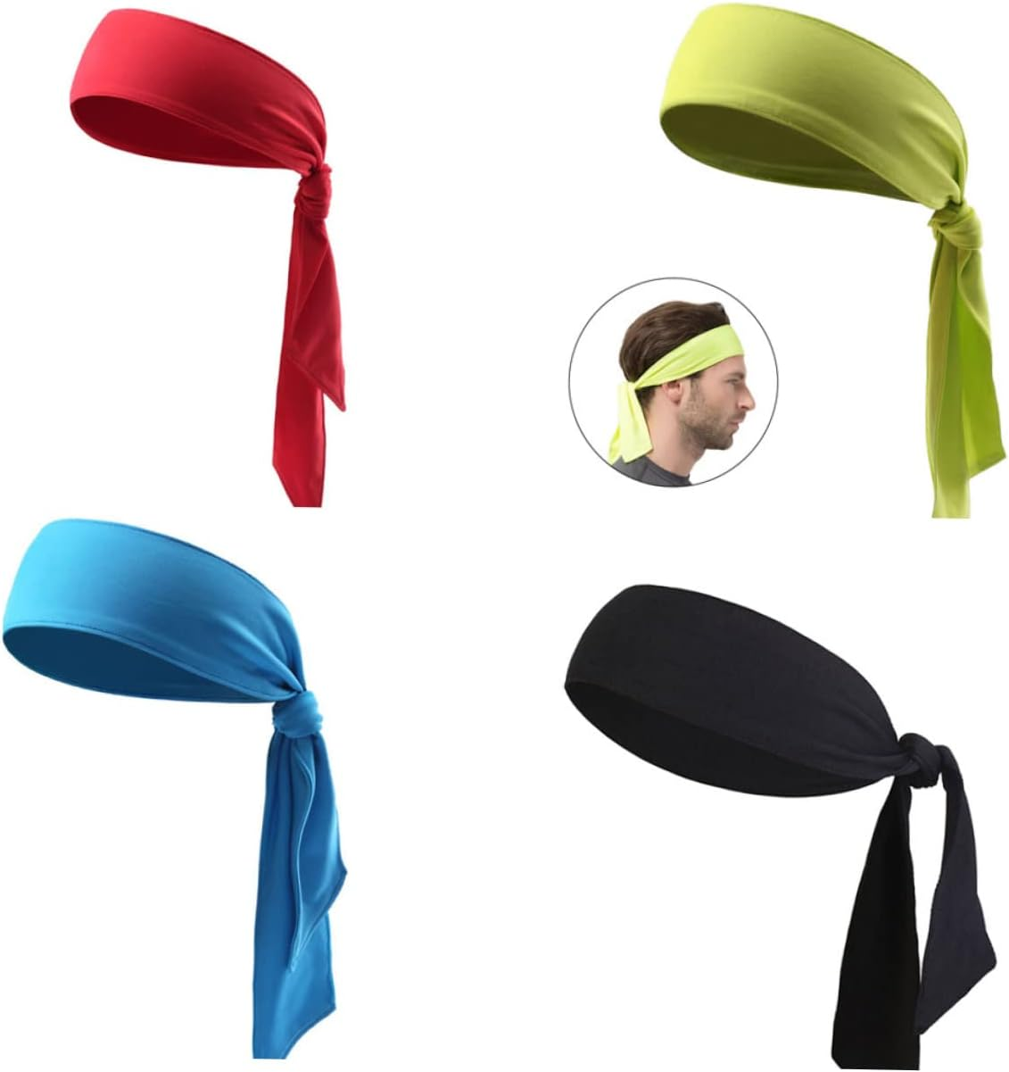 NAMOARLY Sweat Band Head Tie Adjustable Sports Headband for Men and Women Moisture-Wicking Breathable Fabric for Running Tennis Yoga and Workouts 100Cm Blue image number 5